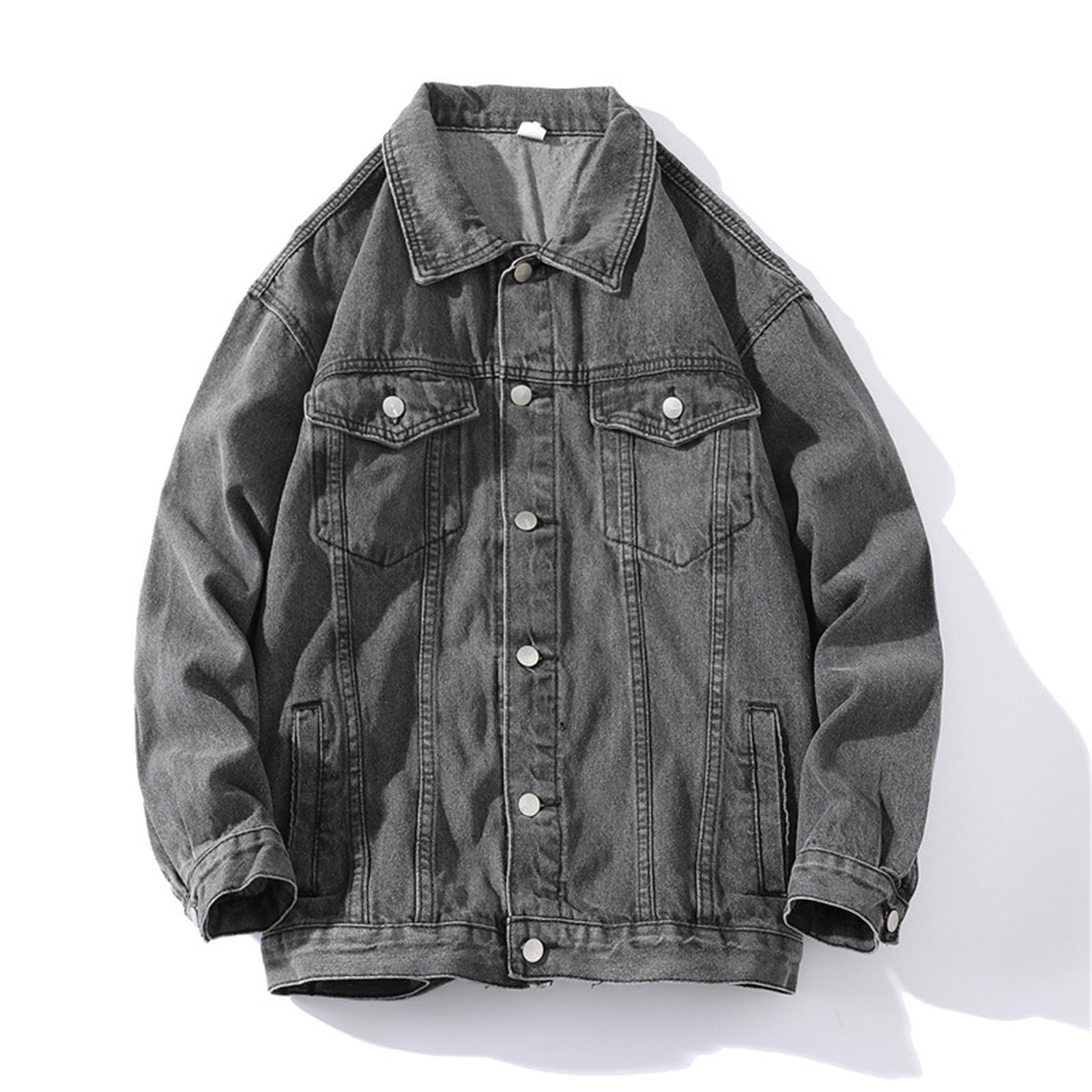 Giacca di Jeans Uomo Giubbino Giubbotto Primaverile Denim Oversize Casual Giacchetto Cowboy Abbigliamento Mezza Stagione Autunnali