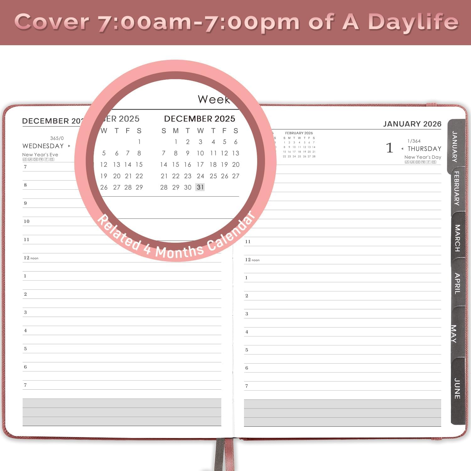 Agenda Diaria 2025 A5 Tapa Dura - 15x21 Cm Con Bolígrafo De Regalo, Ideal Para Oficina Y Hogar