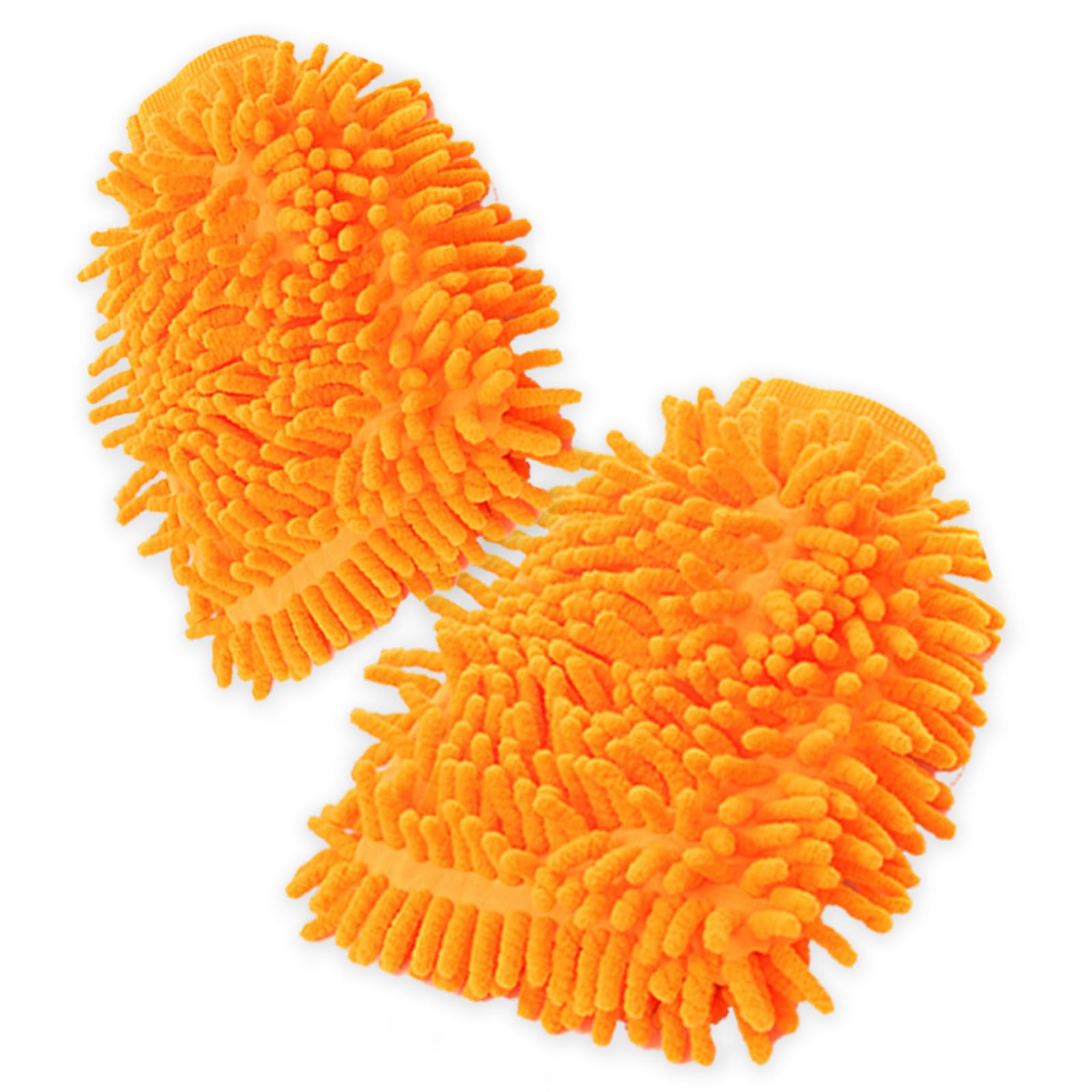 Pack-2 Car Wash Mitt Microfiber, 5.51In x 9.05In Chenille Microfiber Wash Mitt Scratch Free, Hand Car Washing Care Cleaning Kit, Dust Cover (Orange)