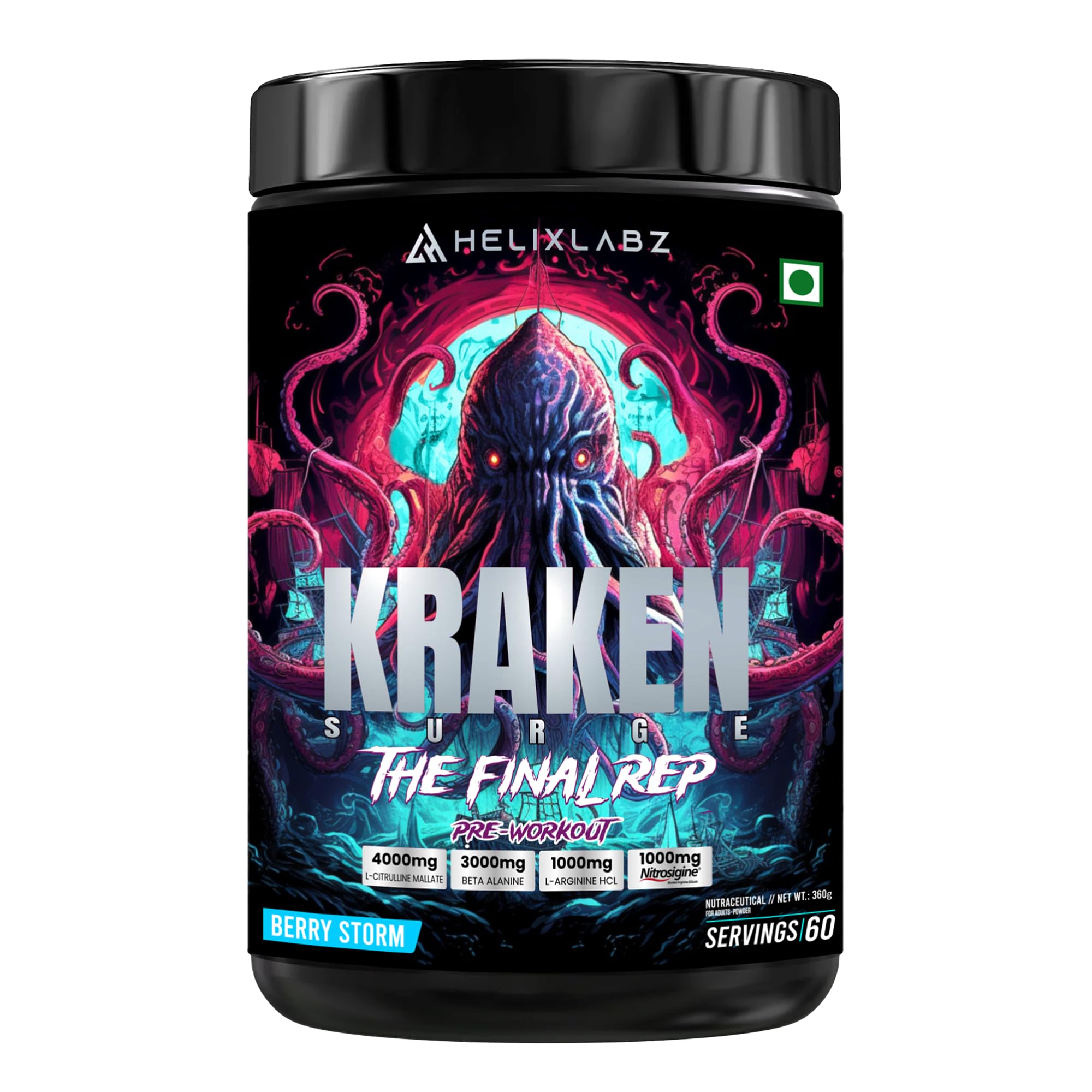 HELIXLABZ Kraken Pre-Workout 60 Servings Berry Storm 1 g - Image 1