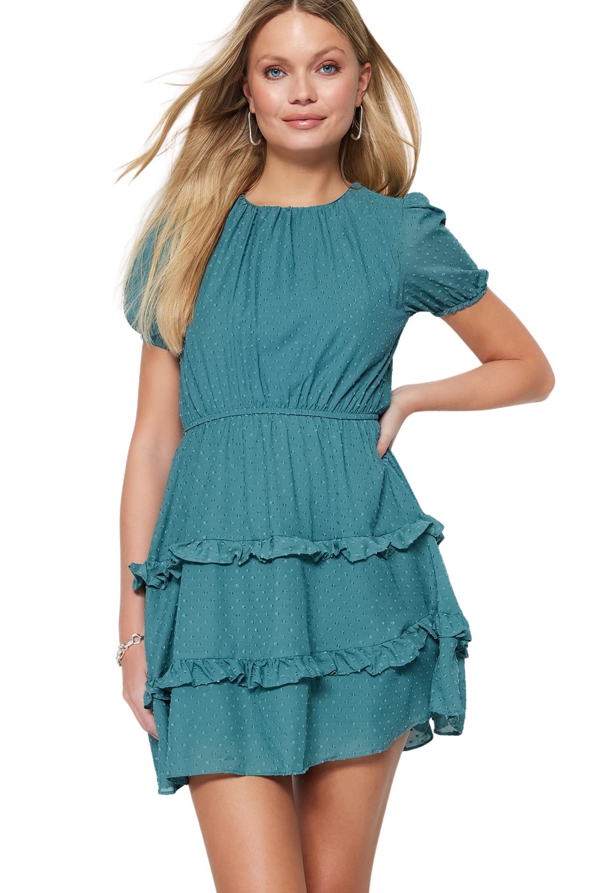 Trendyol Women's Mint Mini Skater Regular Woven Dress