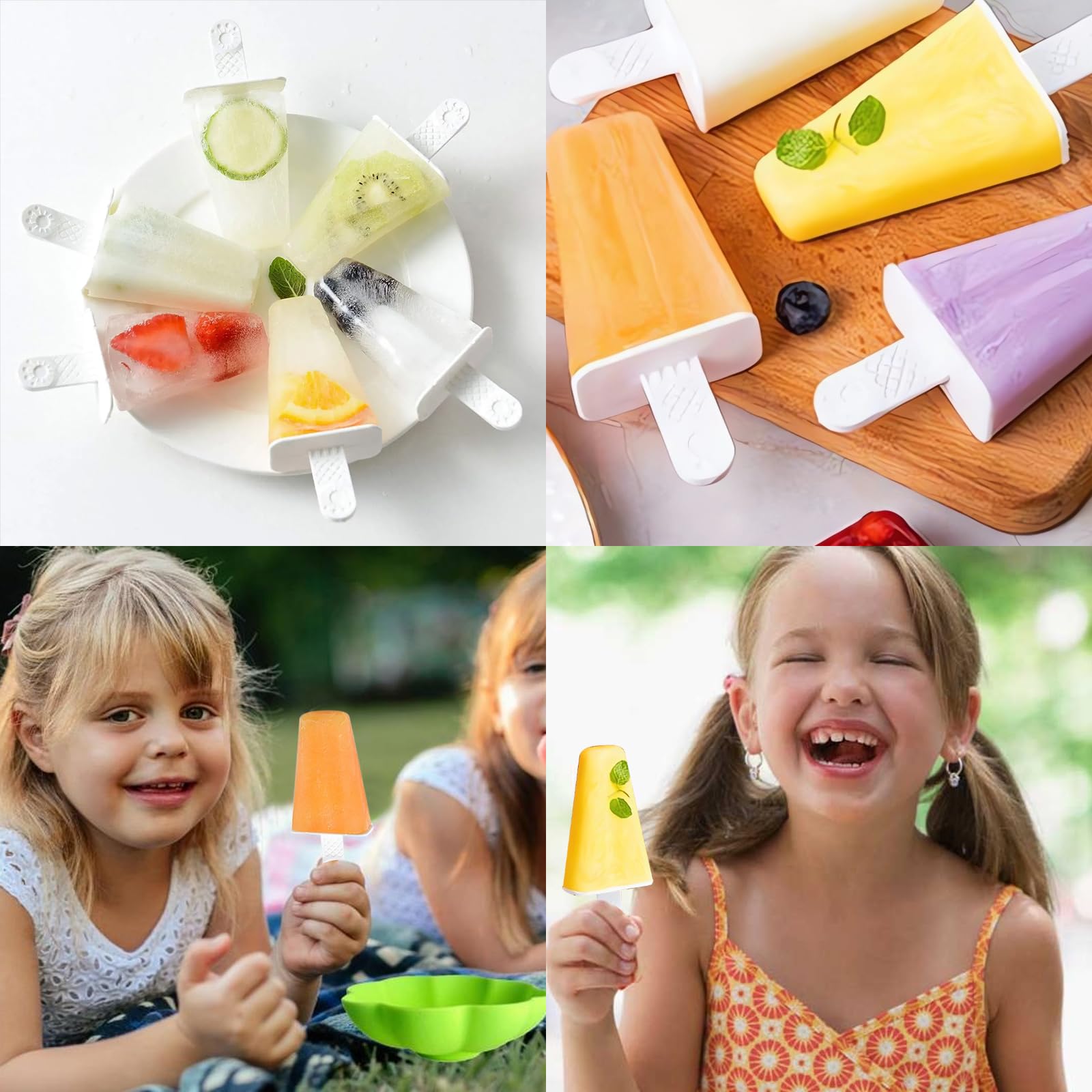 6 cavidades reutilizables,Moldes de silicona para paletas,Reutilizable, Fácil de Desmoldar para Paletas y Helados Caseros (LAN-6)