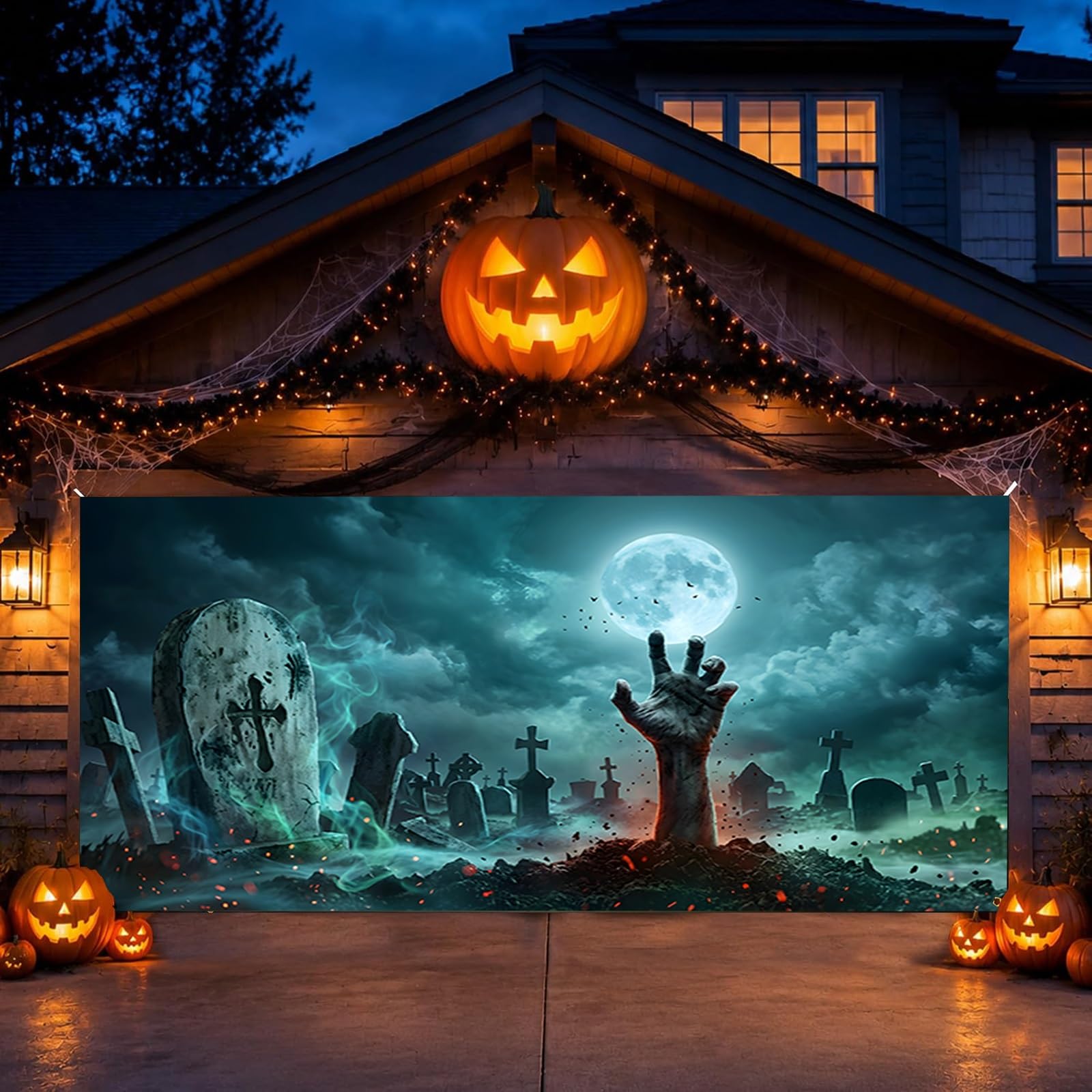 Halloween Baner Drzwi Garażowych, Duże Wiszące Tło