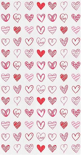 Yun Nist Toallas de cocina para el día de San Valentín diseño de corazón rosa de microfibra suave reutilizables romántico con corazón lavable para
