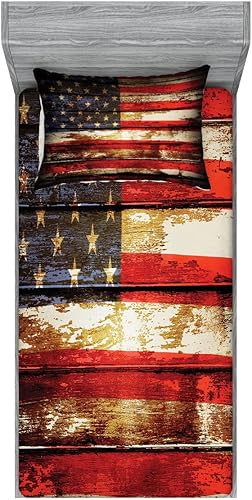 Miniatura 158 de Ambesonne Juego de sábanas bajeras y fundas de almohada, dibujos de aviones antiguos, vuelos clásicos con fechas, estilo vintage, diseño nostálgico,