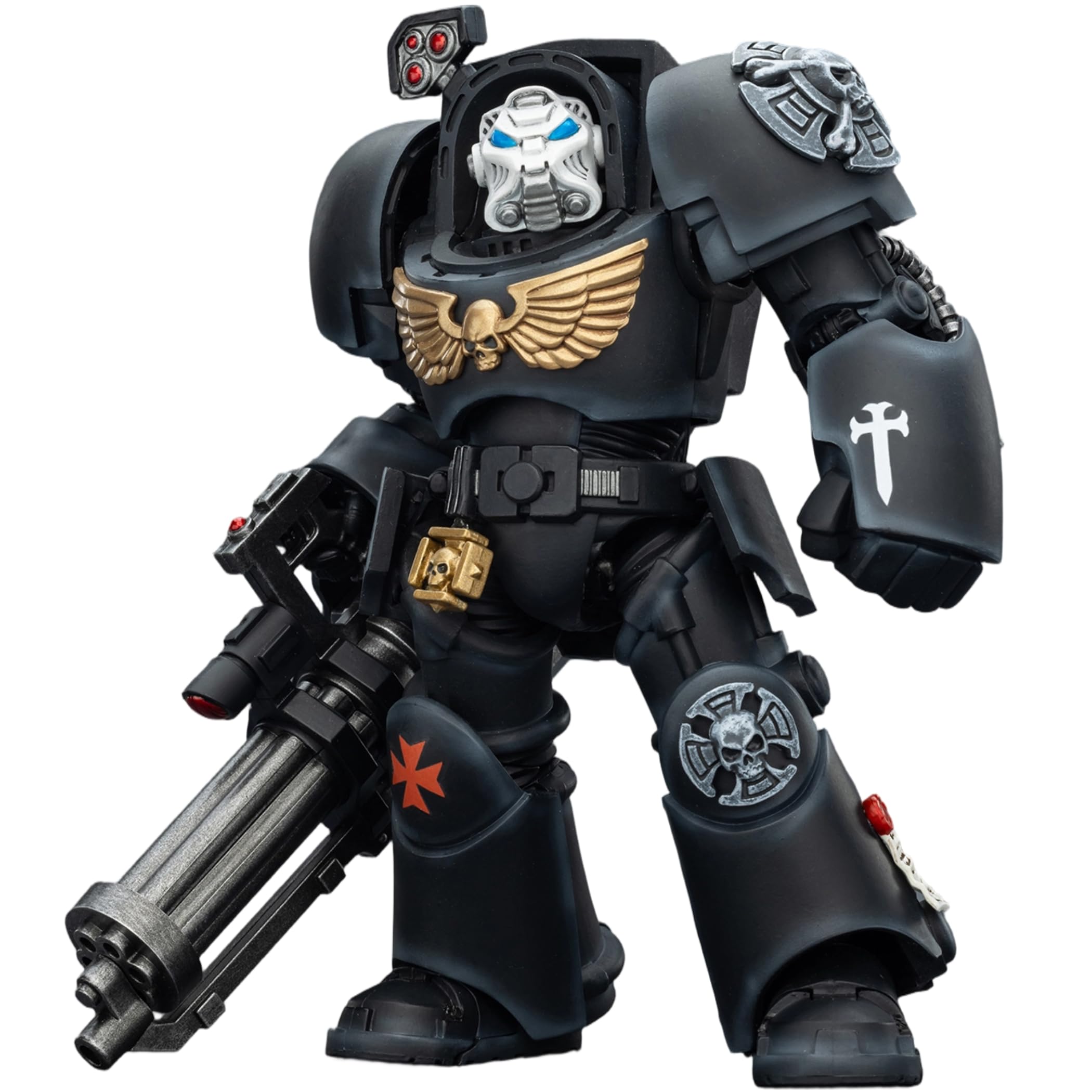 JOYTOY Warhammer 40K 1/18 Action Figures Black Templars Terminator 3 with Power Fist and Assault Cannon 5.6Inch Collectible Model Birthday Gifts Warhammer Series Model