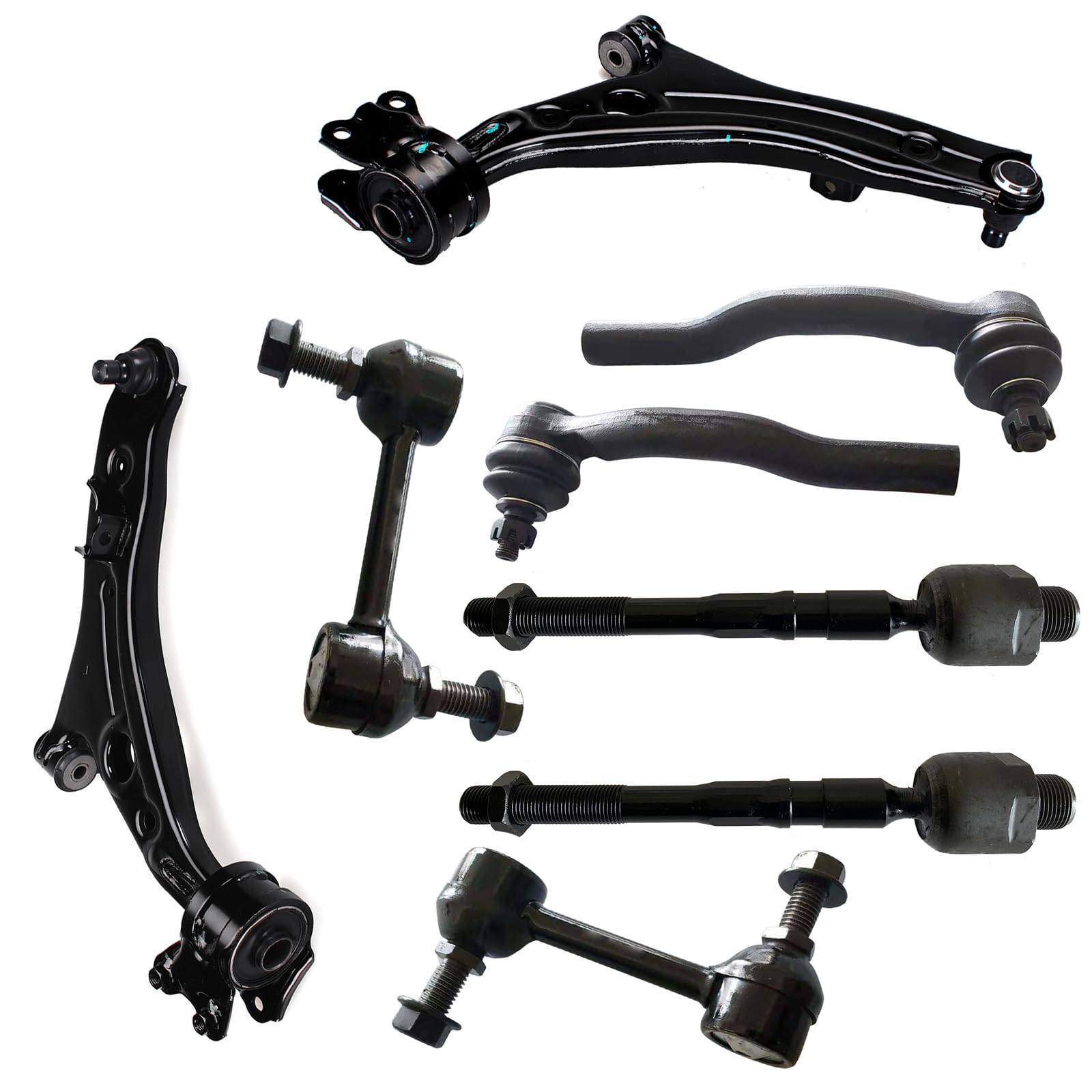 Front Lower Control Arms + Inner Outer Tie Rods + Sway Bar FITS for Ford Edge 2007-2014, for Lincoln MKX 2007-2015, K620486 K620487 K750159 ES800473