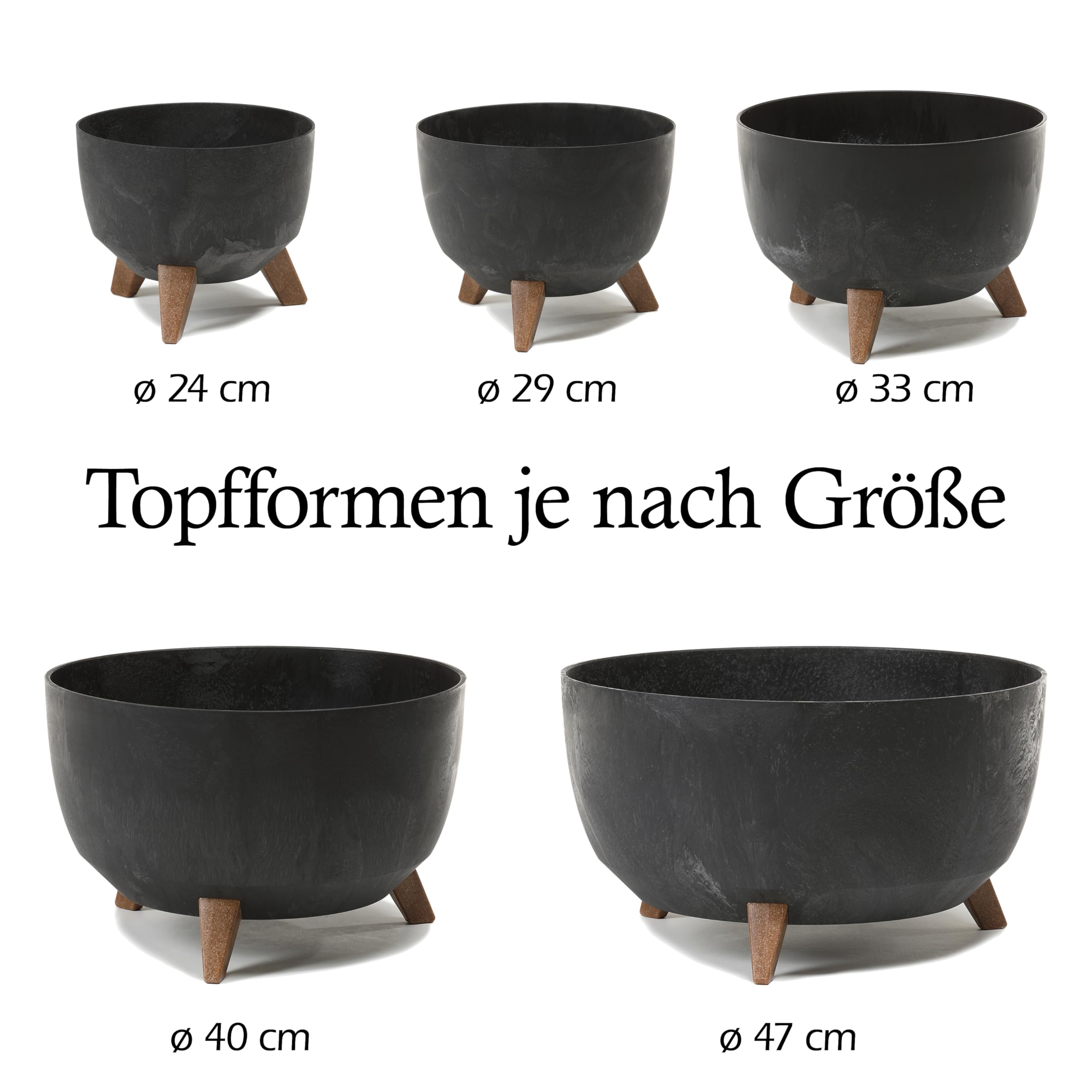 Tymar Vaso per rinvaso grande con piedistalli, vaso per fiori da esterno, vaso grande per fiori, vaschetta per fontana solare, vaso rotondo da terrazzo_Roma ((2pack) Beige; ø 47 cm)