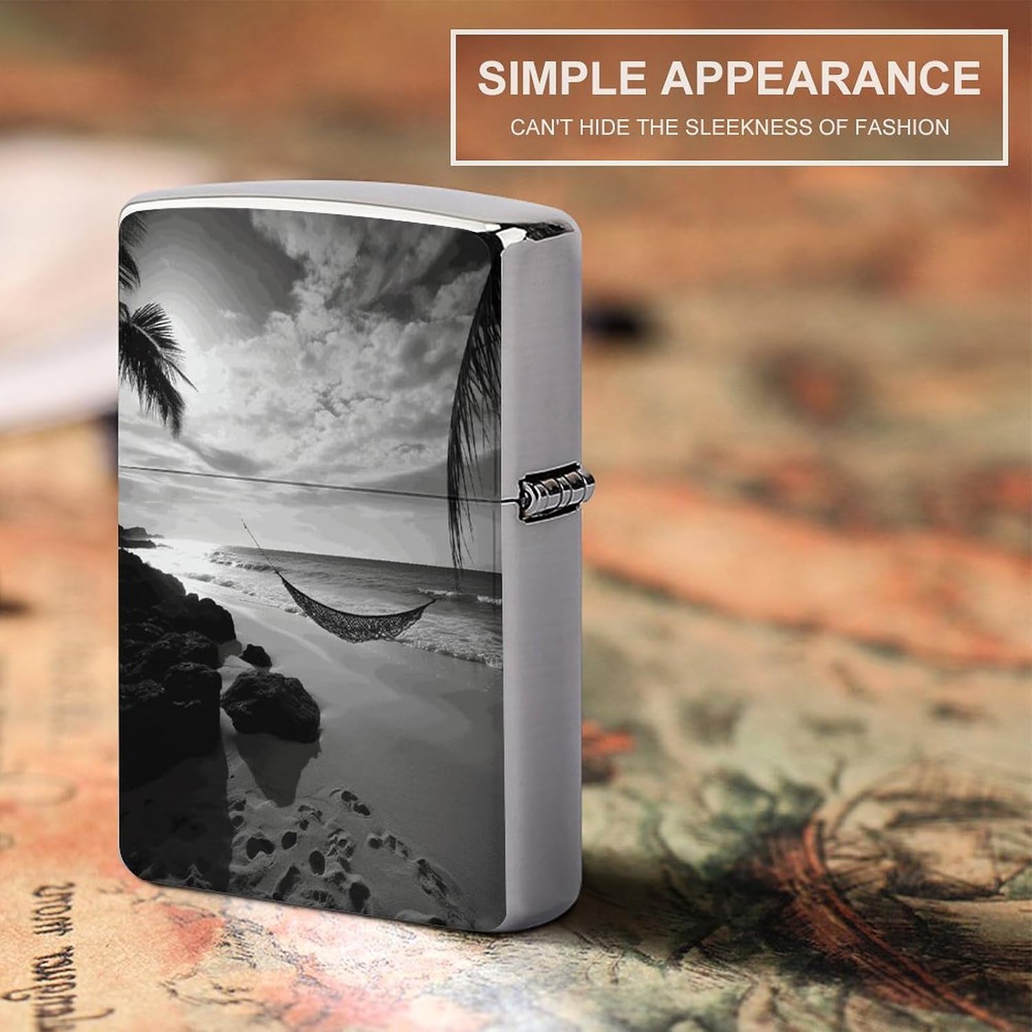 Black and White Beach Lighter Case Cover Lighter Shell