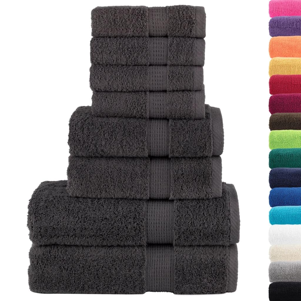 Juego de toallas premium de 8 piezas SOLUND Antracita 600 gsm Juego de toallas de baño familiar, accesorios de baño altamente absorbentes de agua