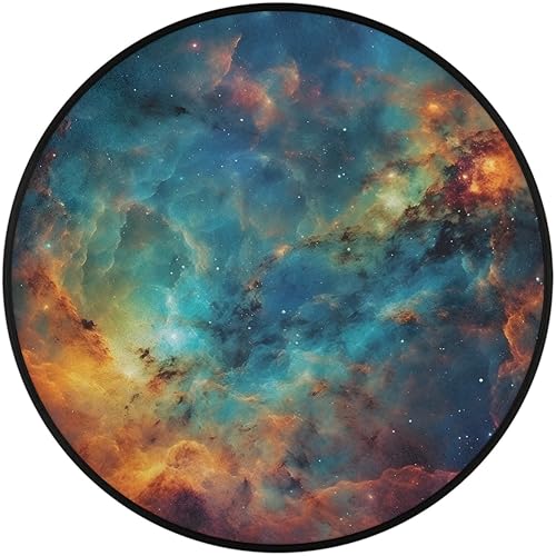 Miniatura 2 de Alfombra redonda de nebulosa arcoíris de 5 pies, alfombra redonda de área redonda de galaxia colorida y estrella, antideslizante, alfombra circular