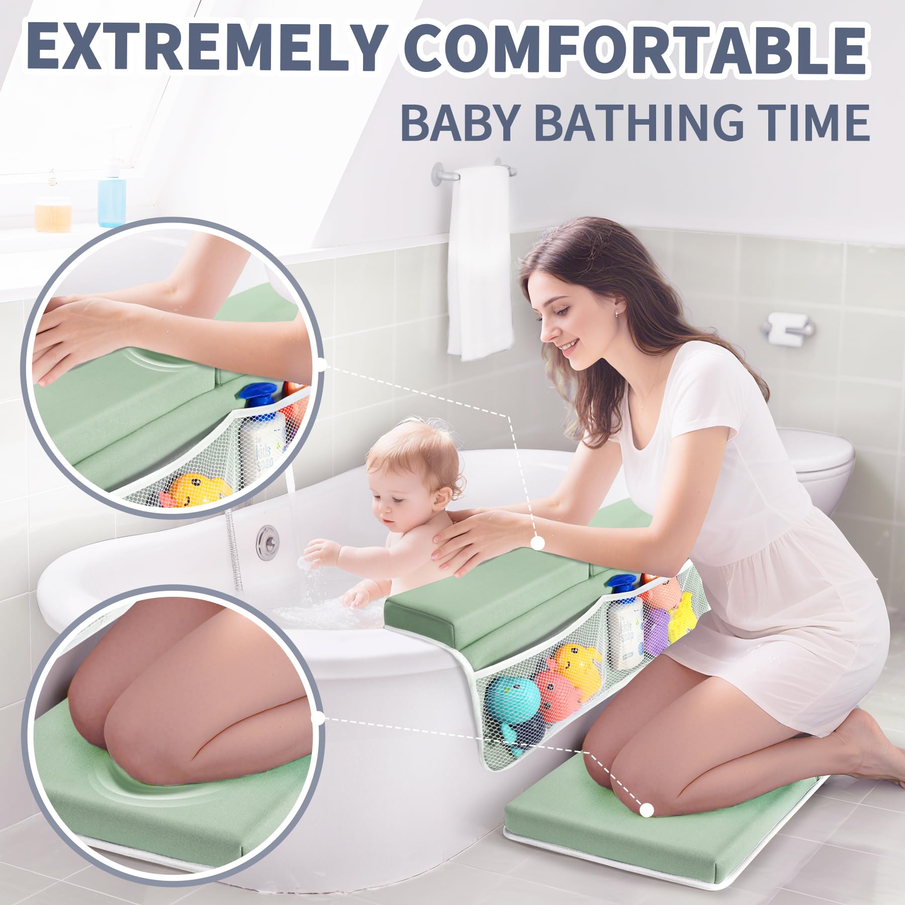 URMYWO Repose-genoux et coudières pour le bain - Confortables et épais - Pour bébé - Vert