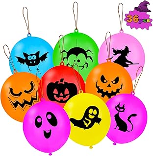 36PCS Halloween Punch Balloons Party Favor for Kids 18in Latex Colorful Balloons Toys for Halloween Party Games, Ghost Balloons Halloween Treats for Toddlers Trick or Treat Goodie Bag Fillers Gifts
