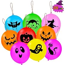 36PCS Halloween Punch Balloons - 18in Colorful Latex Party Favor for Kids, Ghost Balloons, Trick or Treat Goodie Bag Fillers