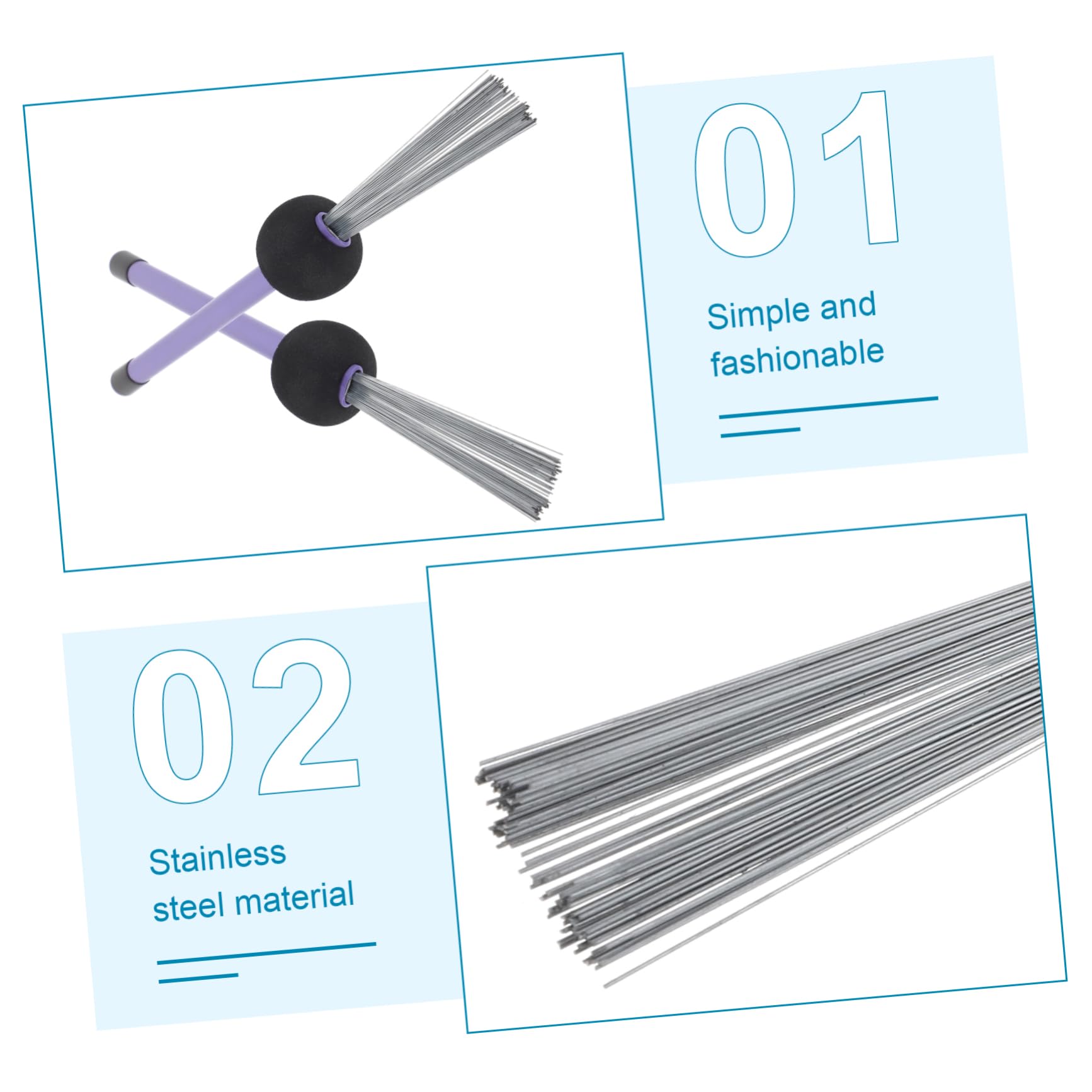 Levemolo 2pcs Drum Brush Drum Accessories and Parts Wire Brush Drum Sticks Brush for Drum Metal Brush Drum Sticks Drum Wire Brush Drum Stick Wire Brush Drumsticks Brush Drum Sticks for Drum