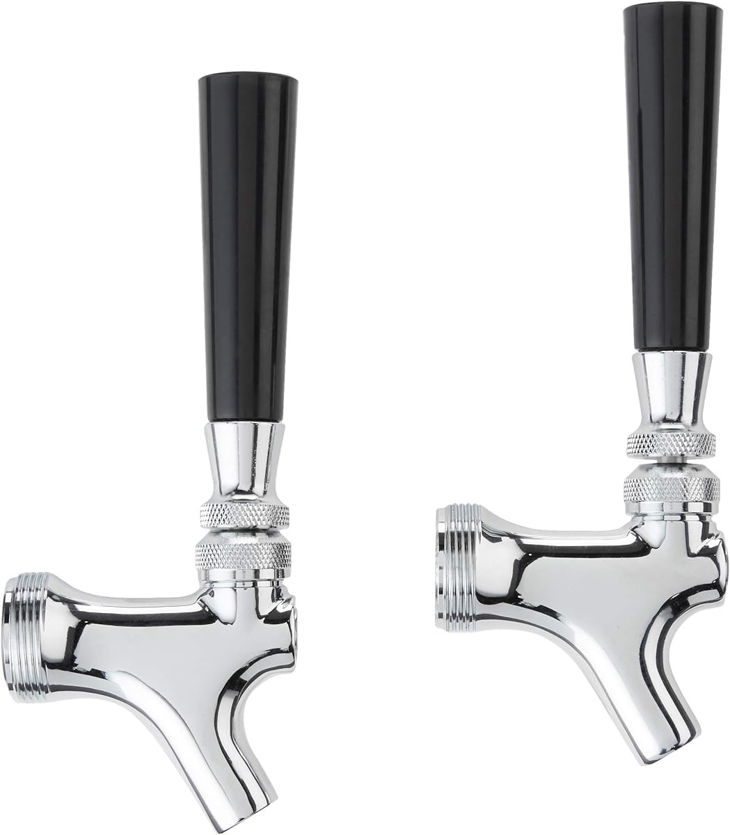 Beer Faucet and 4-Inch Shank Kit with Black Handle (2 Pack), Chrome