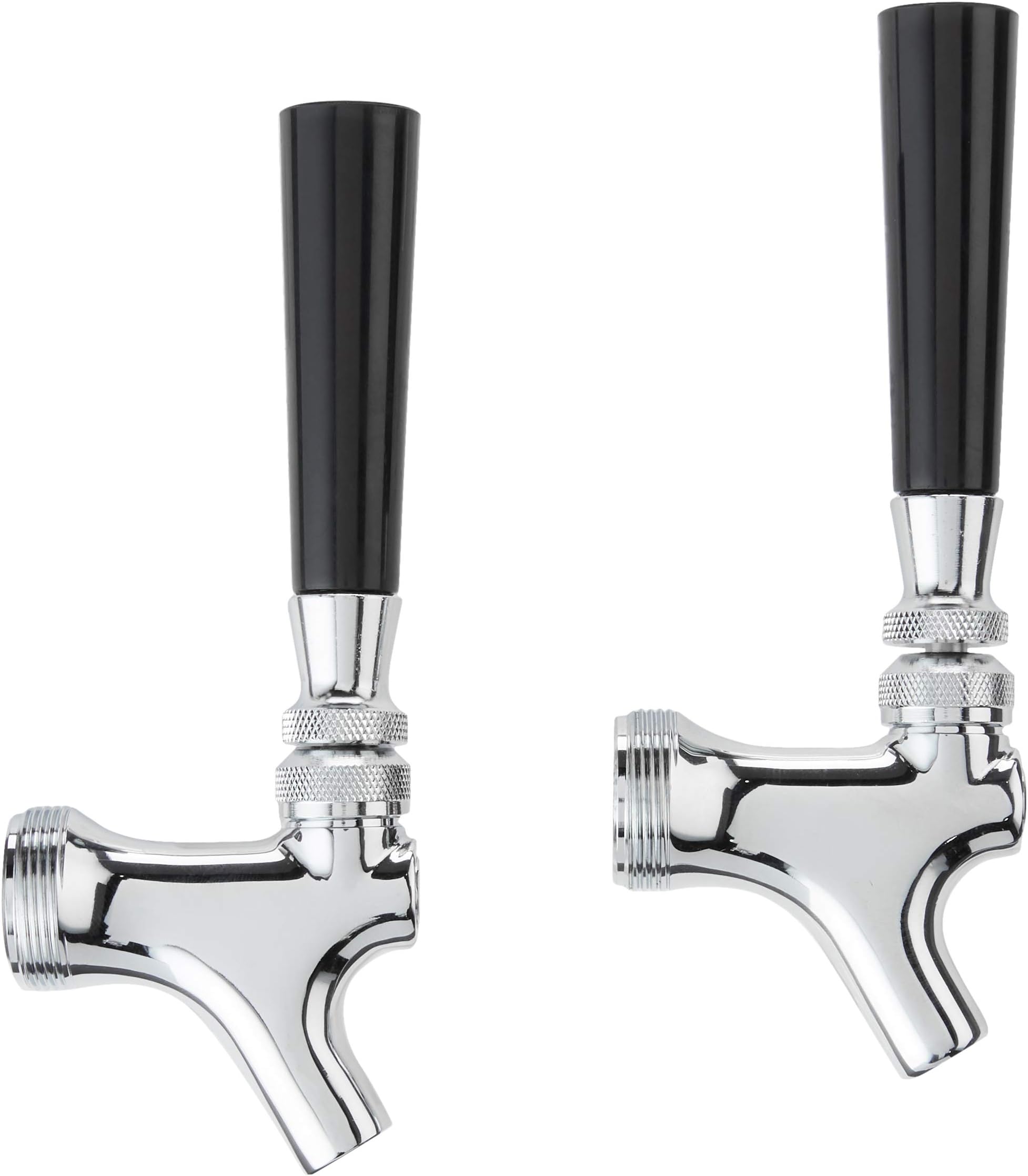 Beer Faucet and 4-Inch Shank Kit with Black Handle (2 Pack), Chrome