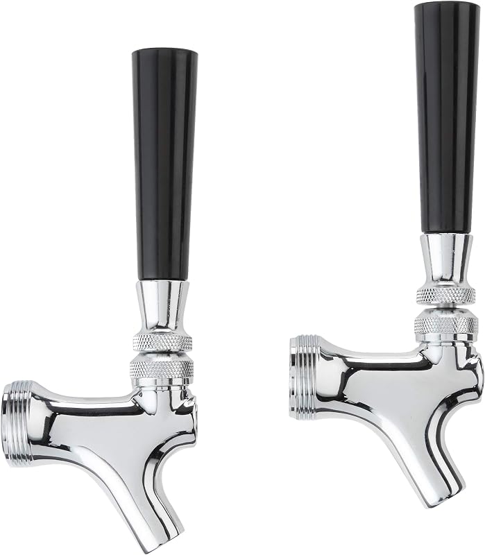 Beer Faucet and 4-Inch Shank Kit with Black Handle (2 Pack), Chrome