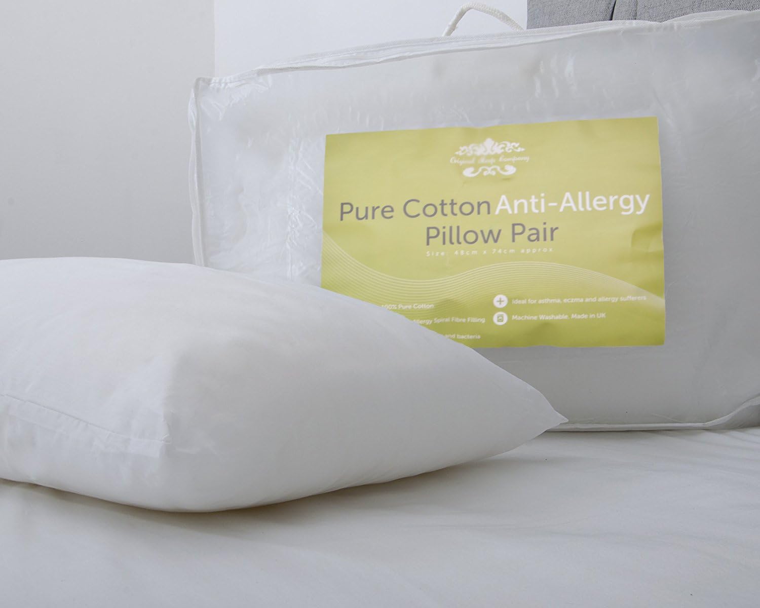 Original Sleep Company Pure Cotton Anti Allergy Pillow Pair with Spiral