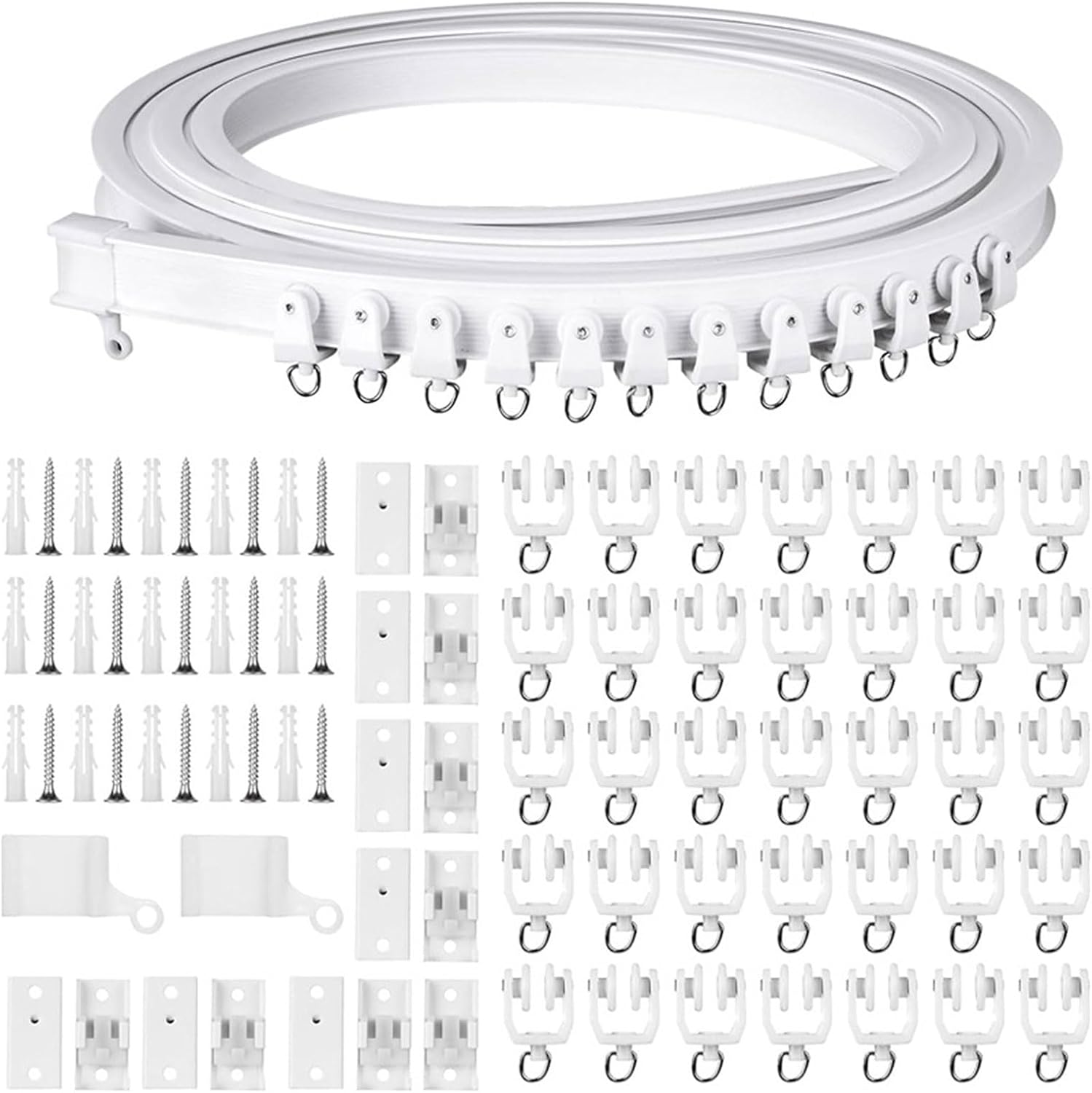 5 Meter Curtain Track Set Ceiling Rails and Glides Rollers Kits for Living Room Bedroom and Office Dividers