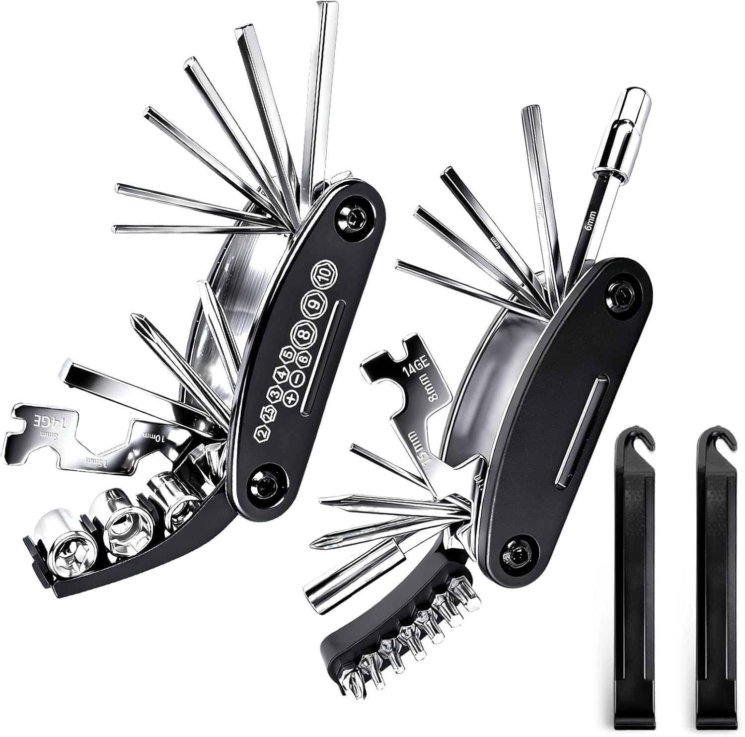 16-in-1 Bike Multi Tool Kit, Compact Portable Bicycle Repair Kit with Hex Keys, Screwdrivers, Socket Wrench & Tire Levers, for Emergency Fixes On The Go, MTB, Road Bike Maintenance