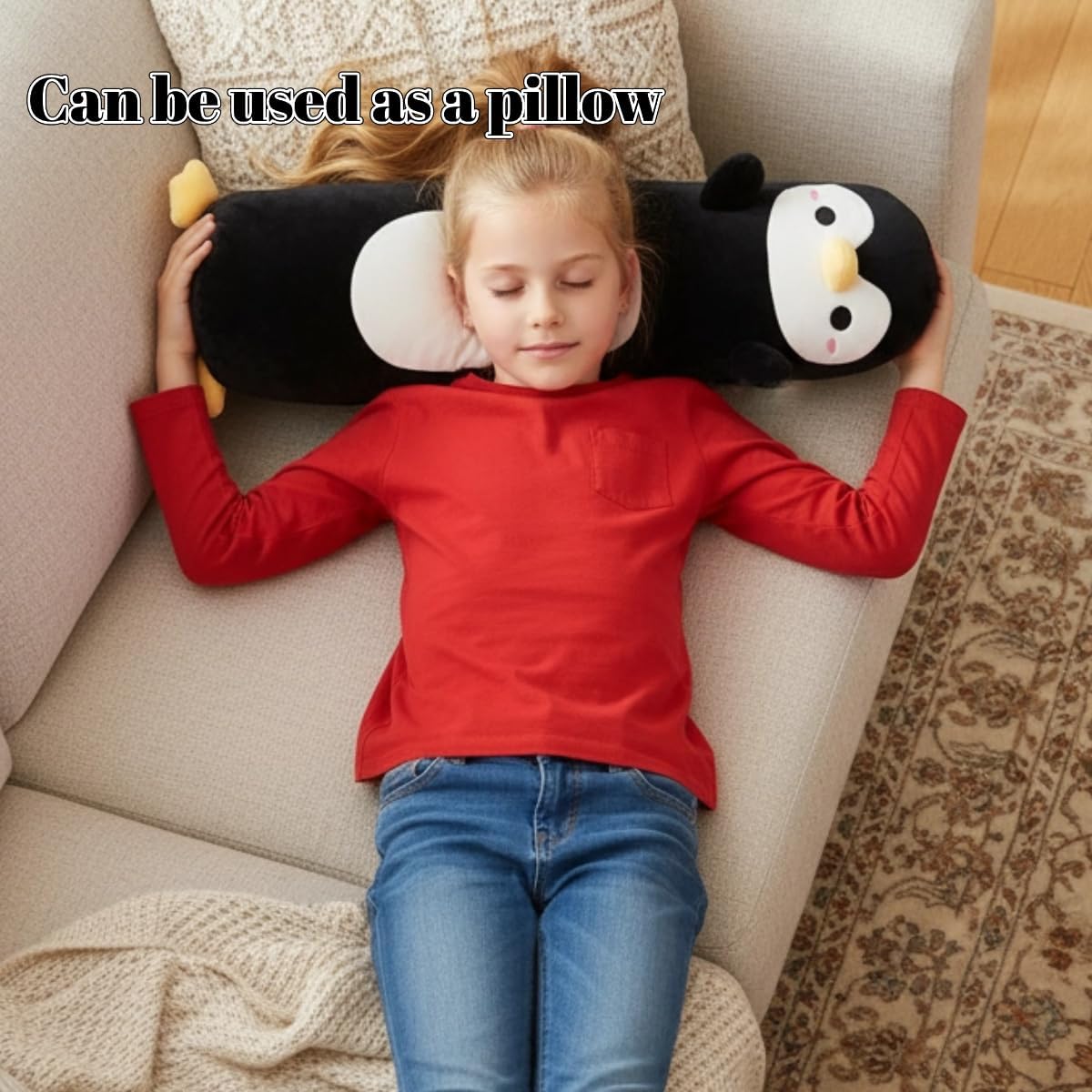 Long Penguin Plush, Soft Penguin Hugging Pillow Cuddly Stuffed Toy Body Pillow, Birthday Gift for Boys Girls (Black, 60cm/23.62in) - Image 7