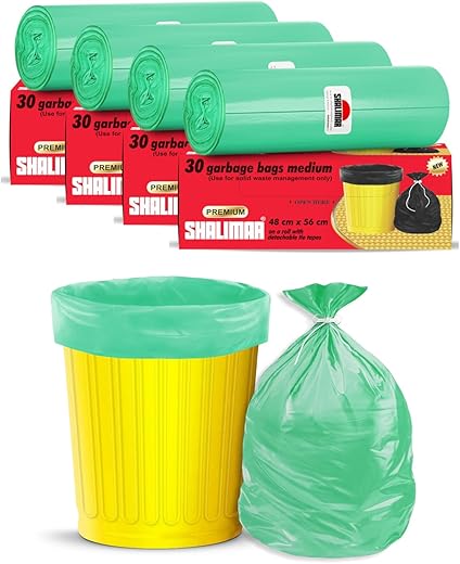 Shalimar Premium Garbage Bags (Lavender Fragrance) Size 19 X 21 Inches (Medium) 120 Bags (4 Rolls) Dustbin Bag/Trash Bag – Green Color