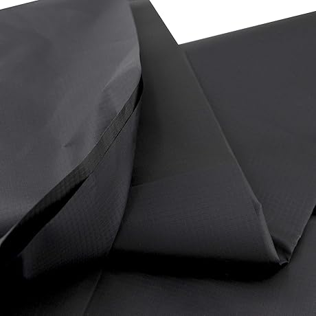 Waterproof Nylon Ribstop Fabric by the Yard (1.7oz, 70D, 58"x1 Yard, Black)