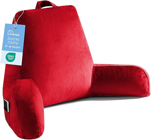 Miniatura 24 de Almohada de lectura para sentarse en la cama para adultos, almohada de lectura extra grande con espuma viscoelástica triturada, almohada de espalda