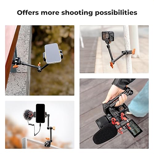Miniatura 7 de K&F CONCEPT Kit de abrazadera de brazo mágico de 9.8 pulgadas con tornillo de rosca de 14 y 38 pulgadas, cabezales de bola de 360 , soporte de