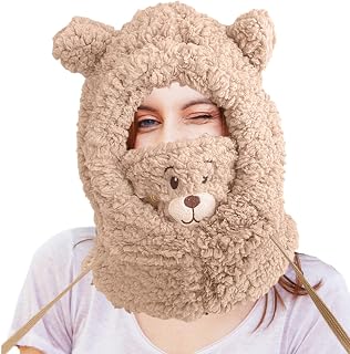 Lucchi Kids Ski Balaclava | Windproof Warm Balaclava Hat Face Cover Neck Warmer - Cute Bear Ear Balaclava Hood Winter Hat for Boys Girls