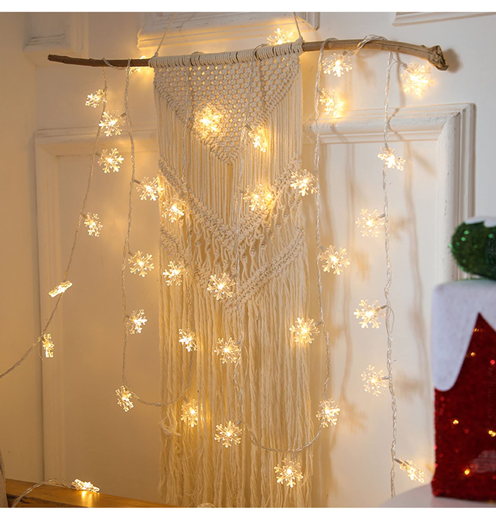 guirlandes lumineuses led flocon de neige, guirlandes lumineuses de décoration d'Halloween et de Noël, guirlandes lumineuses étanches, batterie, plug-in, méthodes d'alimentation multiples usb (prise d