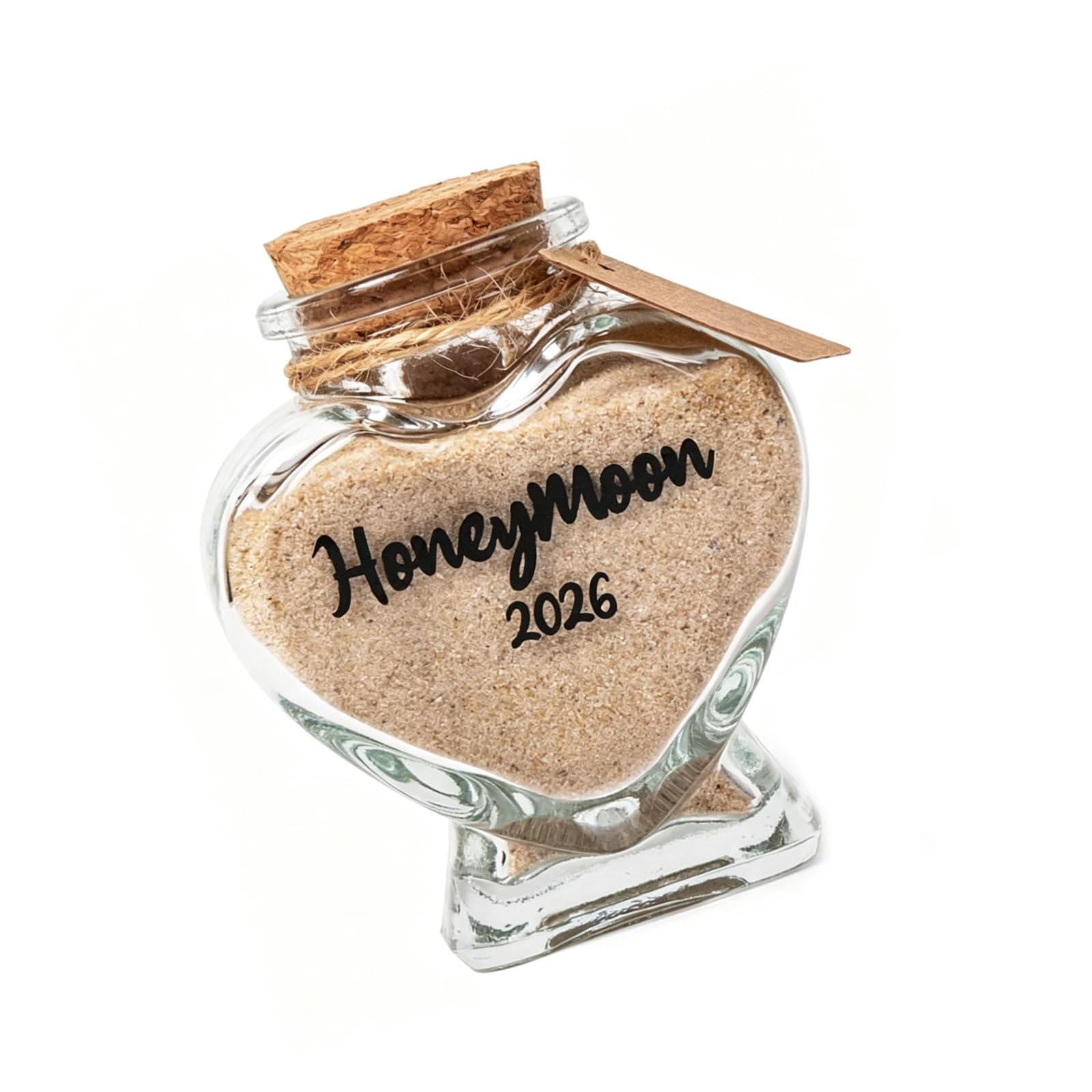 Tsophreniq Shape Glass Jar with Corks Lid Honeymoon Newlyweds Couple, Bridal Shower Honeymoon Sand Keepsakes Jar 2026 Heart Shape Glass with Corks