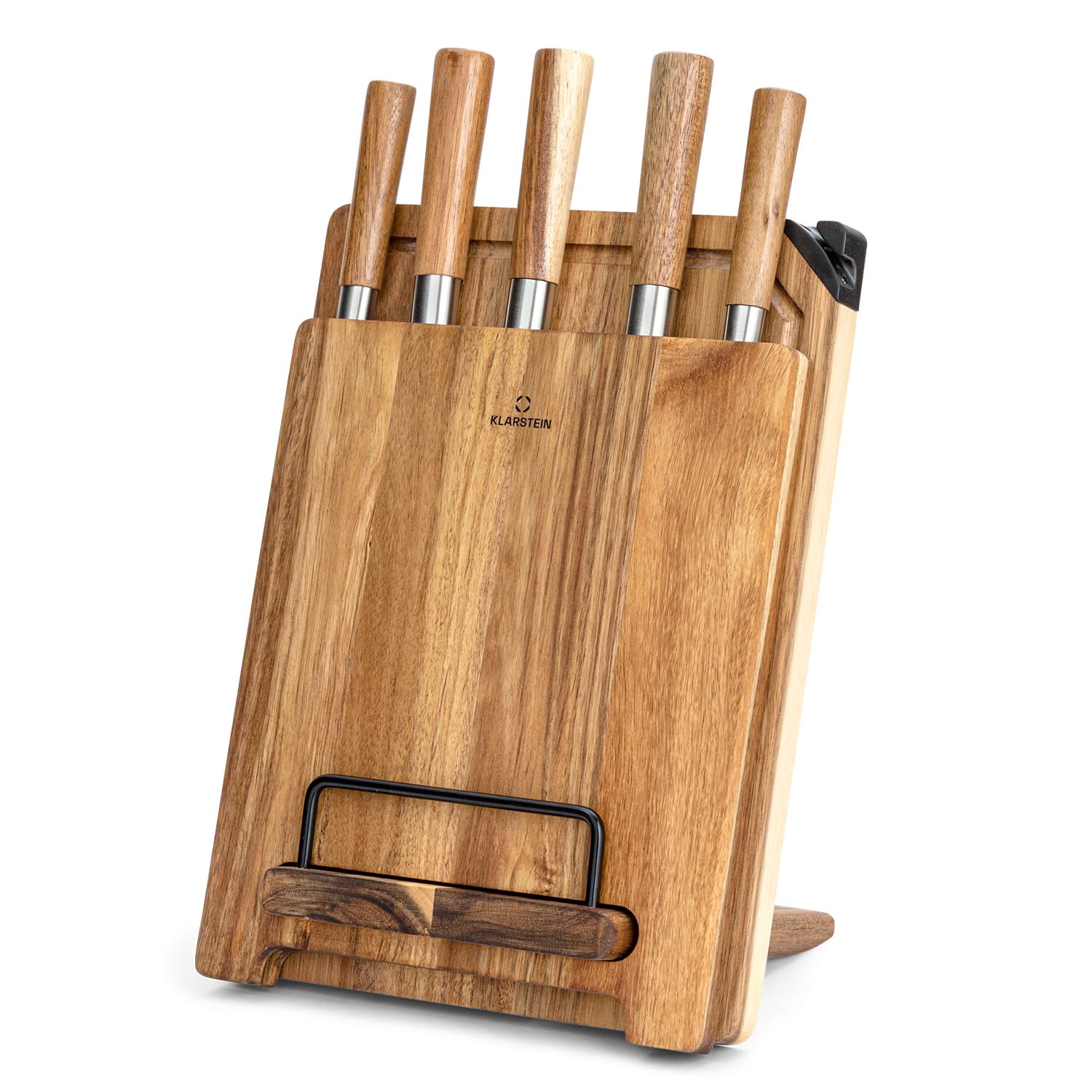 Klarstein Coltelli da Cucina Professionali 5 Pezzi, Set Coltelli da Cucina con Ceppo Coltelli Magnetico, 5 Coltelli da Cucina in Acciaio Legato, Set Coltelli da Cucina Professionali Anti Graffio