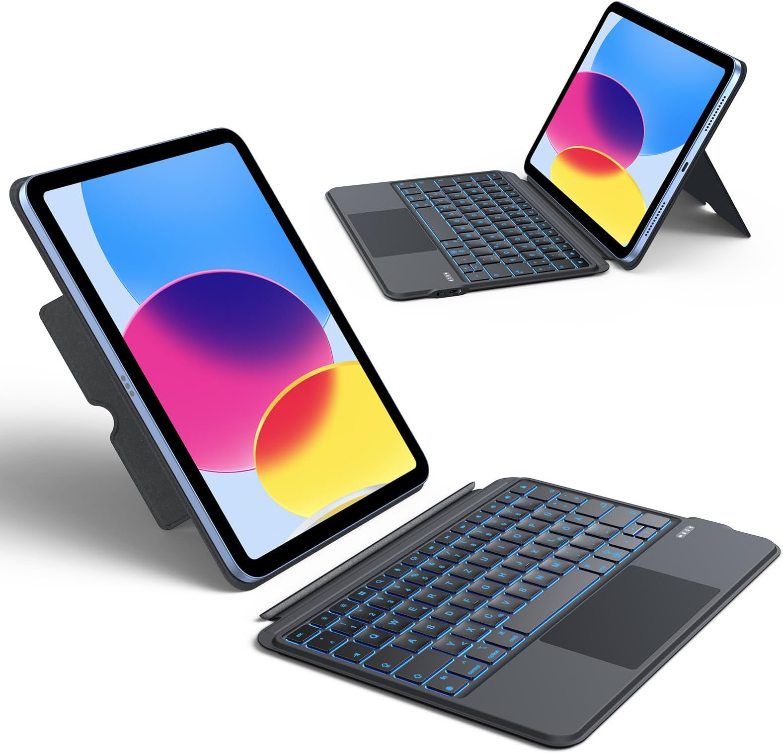 Ipad Air 2022 Hülle Mit Tastatur HOU Tastatur Hülle für iPad 10. Generation 2022, Ultra Slim Bluetooth