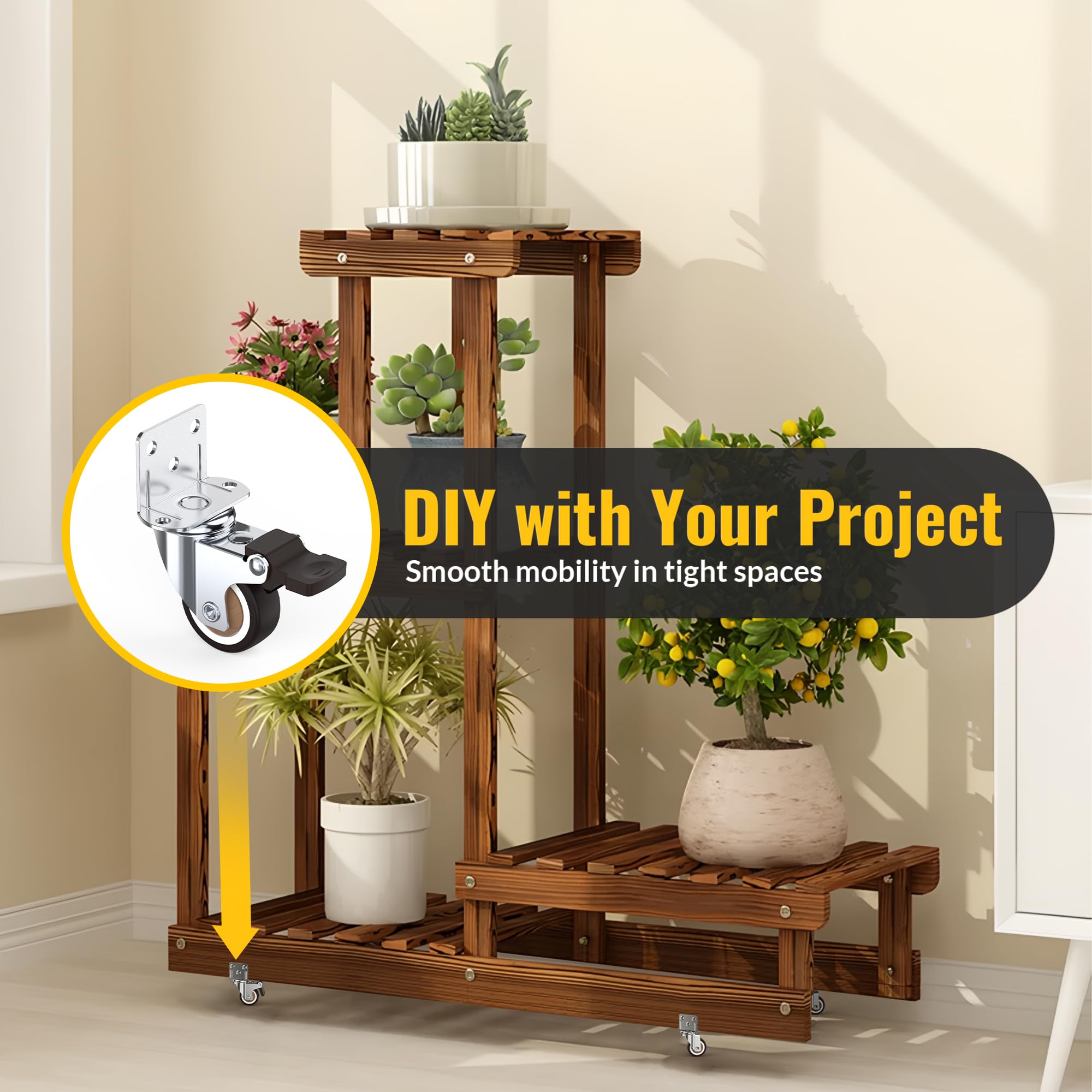 Side Mount Ruote Ruote 32 mm con per carichi pesanti Intensificarsi A gomito Piastra doppio cuscinetto a sfere ruote girevoli set da 4 Reggitore 45 Kg Ideale Ruote per Mobili,Planters,Piccolo Table
