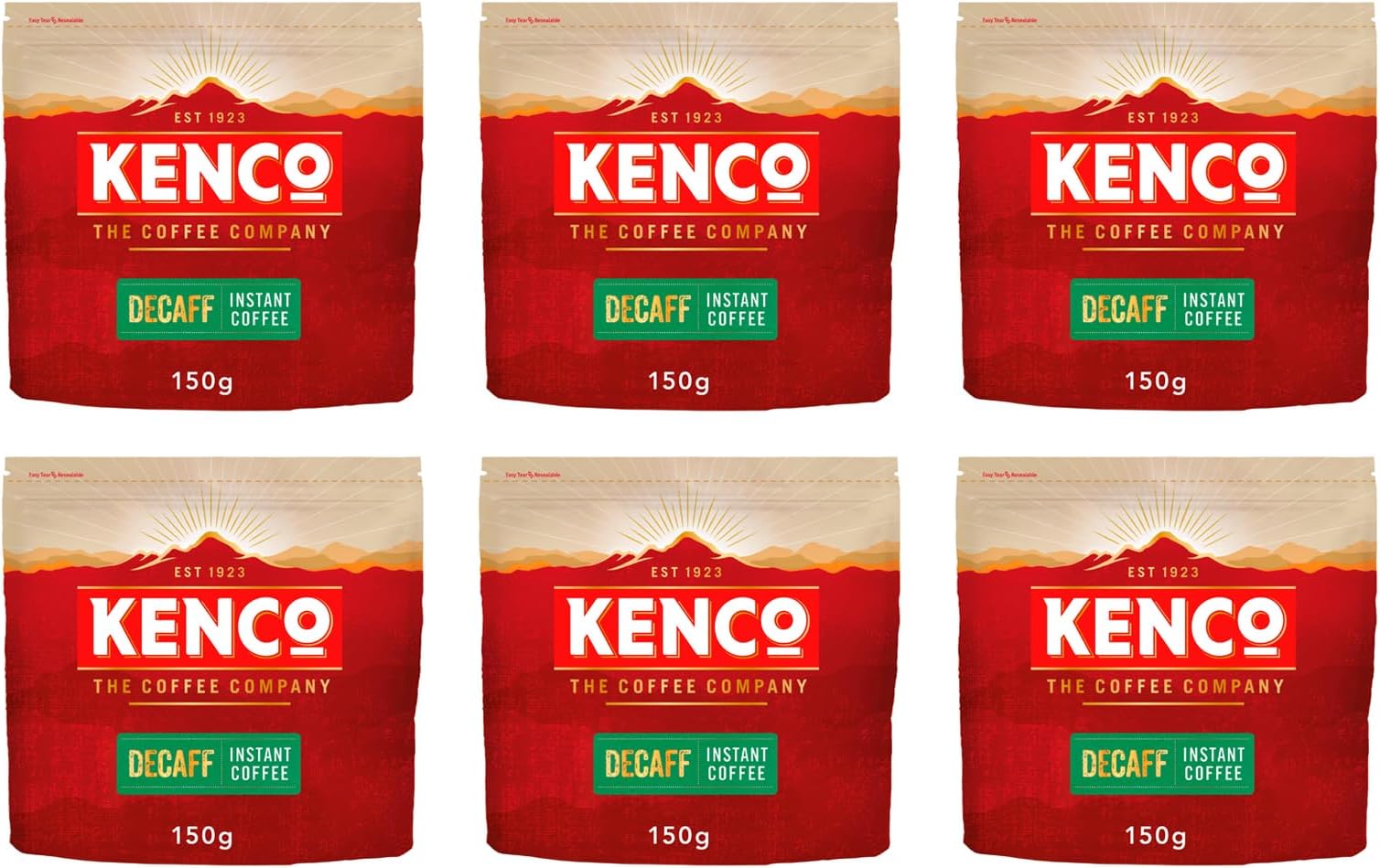 Kenco Decaff Instant Coffee Refill 150g (Pack of 6, Total 900g)