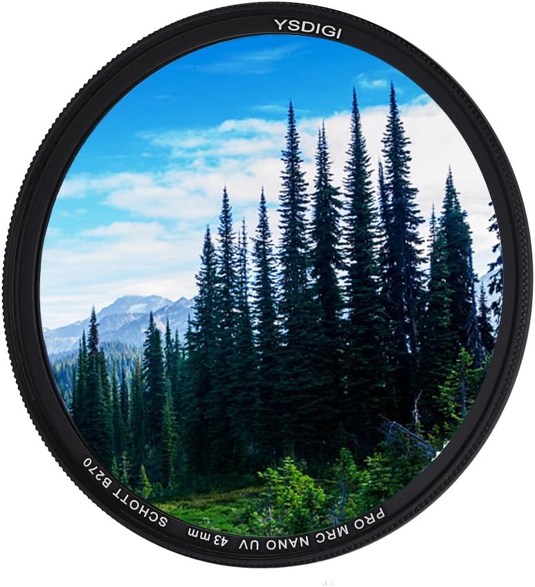 YSDIGI Ultra-Slim 43mm UV Filter Lens Filter UV Protection with Multi-Coated Ultraviolet UV Haze, High Definition Schott B270 Glass, Nano Coatings, for Outdoor Photography.