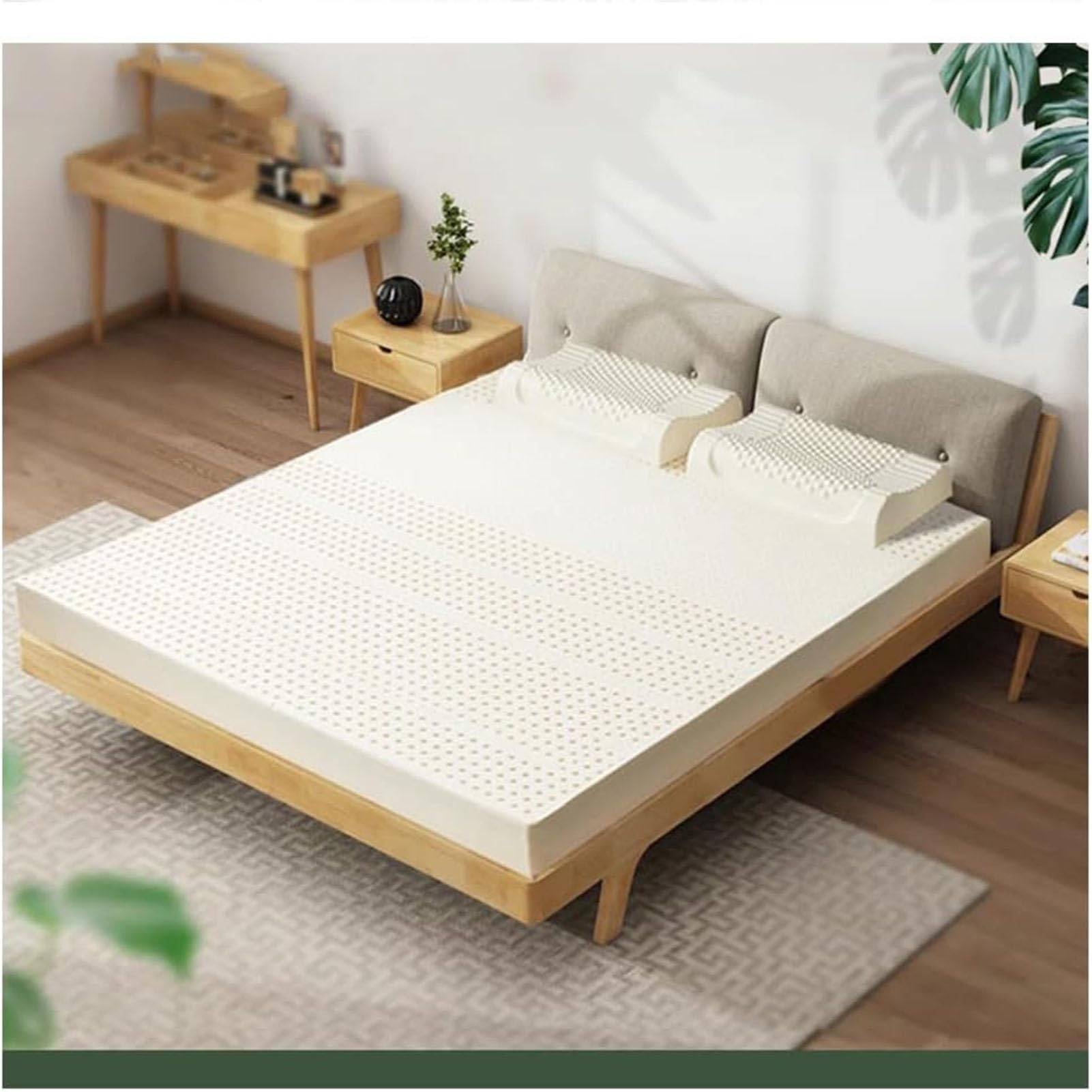 Latex Mattress Topper, Super Soft Natural Simple Design Relaxing Bedroom with Topper(10cm,100x200cm(39x79in))