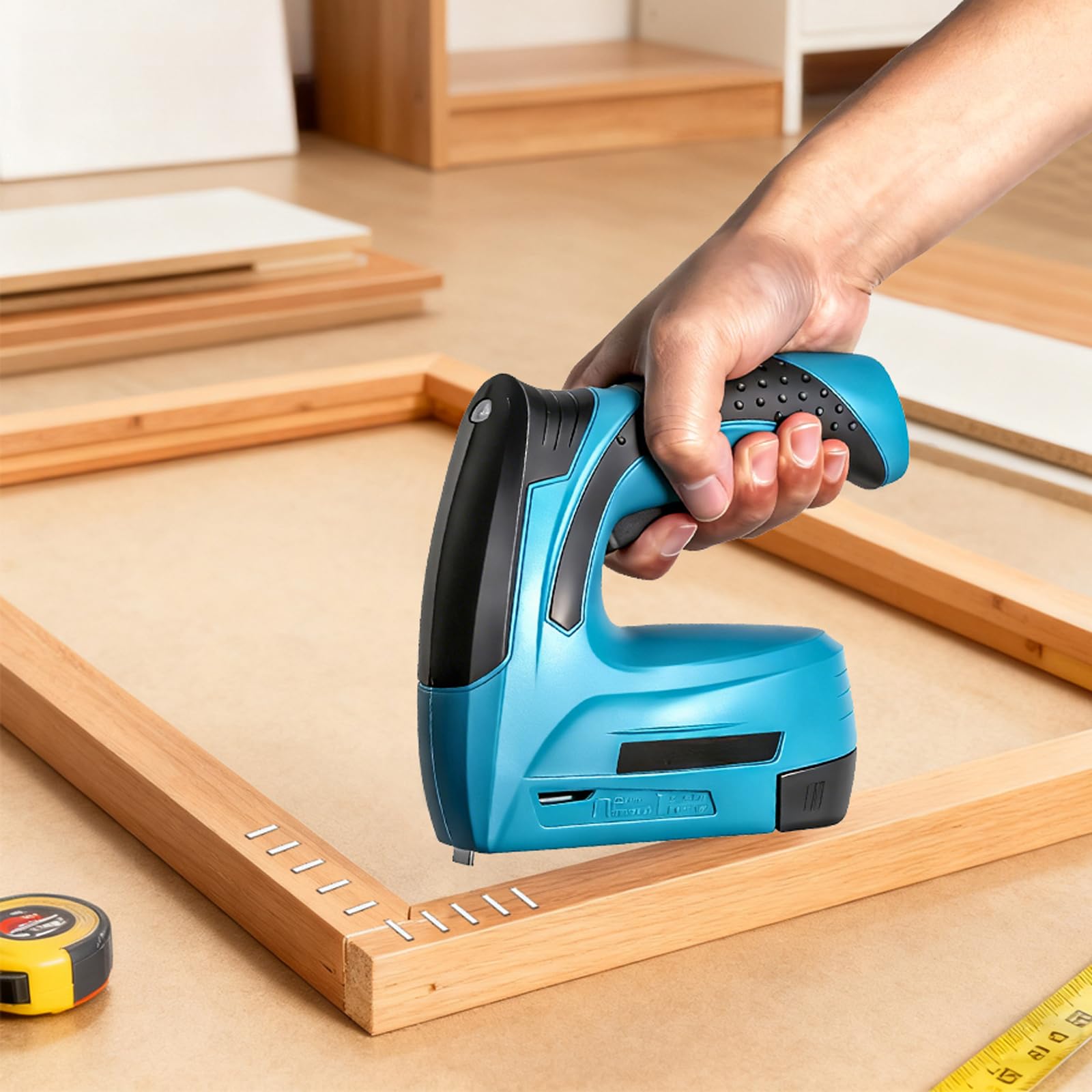 Chiodatrice elettrica senza fili 2 in 1 USB-C Li-Ion Brad Nailer con luce ergonomica include 2000 graffette chiodi per fai da te tappezzeria lavorazione del legno riparazione di mobili