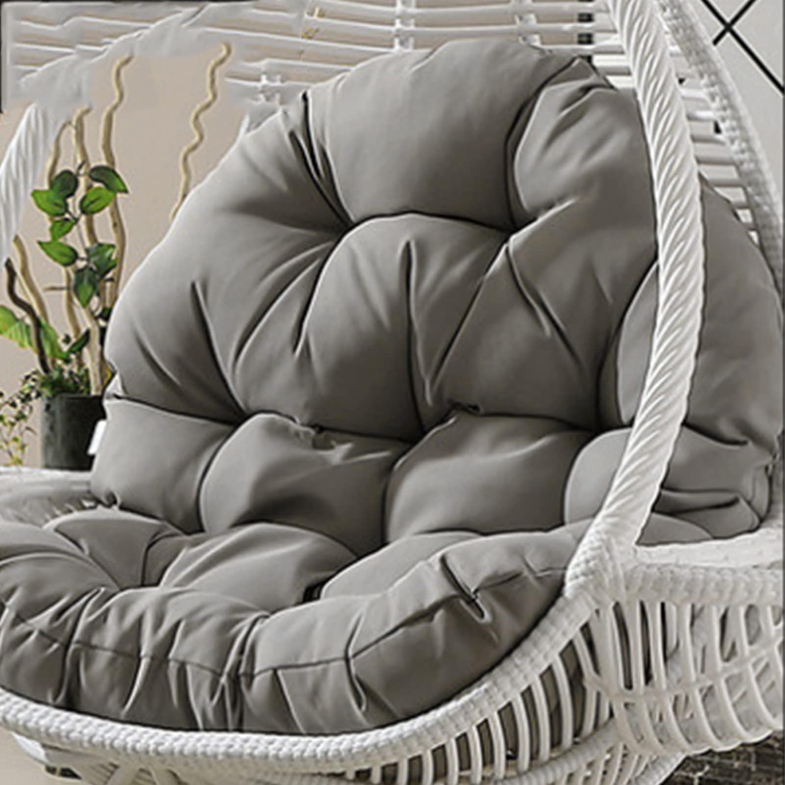 SenhE Cojín para Silla Colgante al Aire Libre, Cojines para Colgar Silla Tipo Huevo, Cesta Lavable, Cojín para Silla Tipo Huevo para Muebles de Jardín, con Almohada Ajustable