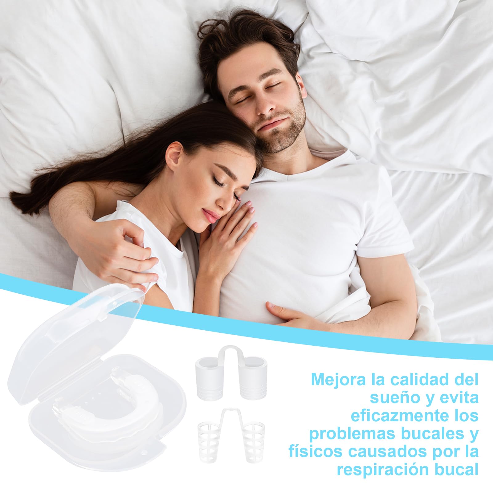 Scettar Ferula Antironquidos+8 Tamaños Dilatador Nasal Silicona,Ferula Descarga Bruxismo Reciclable,Antironquidos para Dormir,Dilatador Nasal Antironquidos Para Breathe Right y Antironquidos