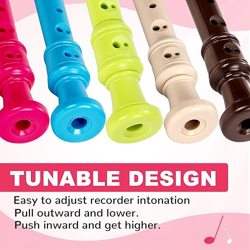 Miniatura 6 de Grabadora soprano para estudiantes principiantes  Flauta alemana de 8 agujeros ABS Descant Recorders 3 piezas extraíbles con varilla de limpieza y