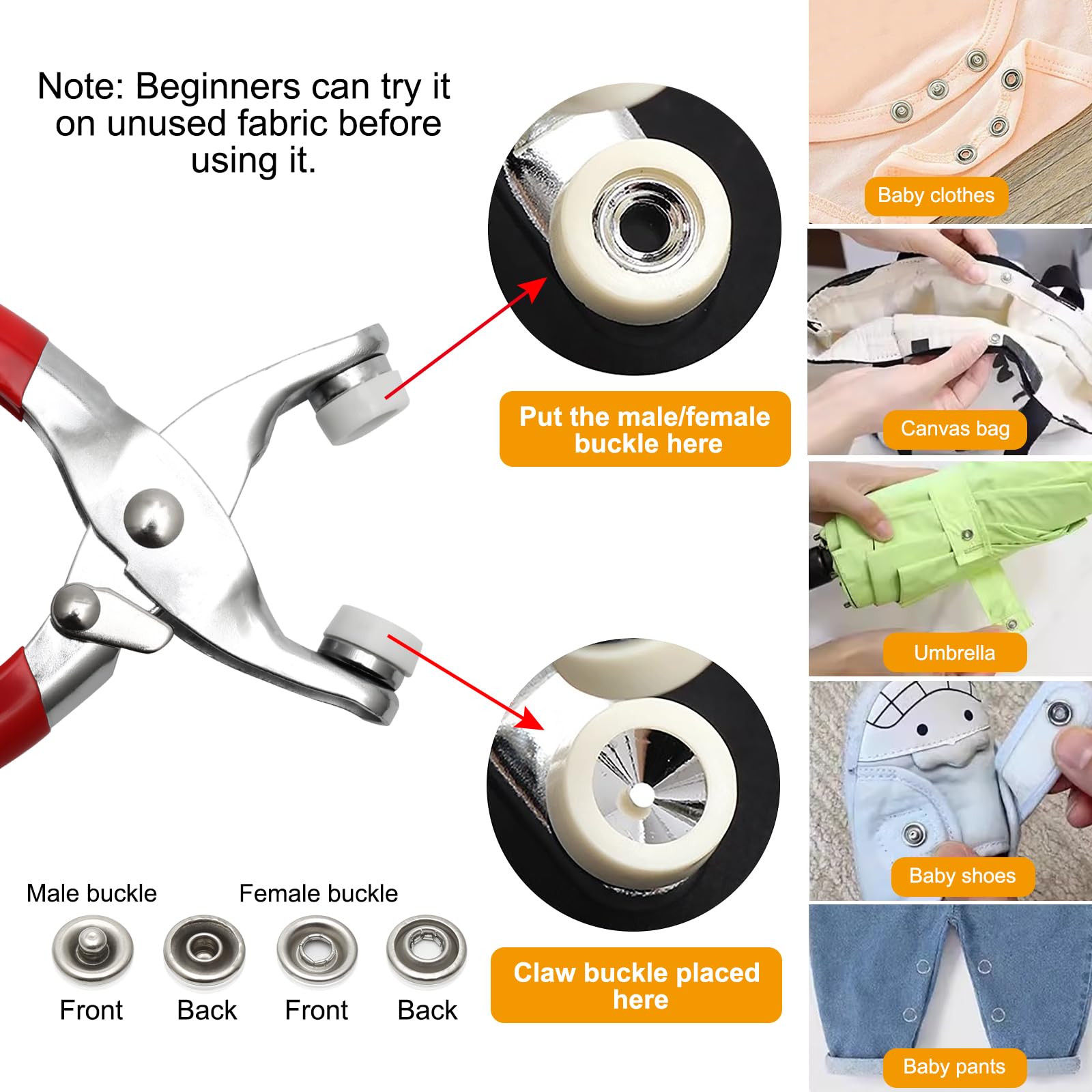 Generic Jeu De Boutons-pression Avec Pince, Pour Le Cuir, La Toile, Et