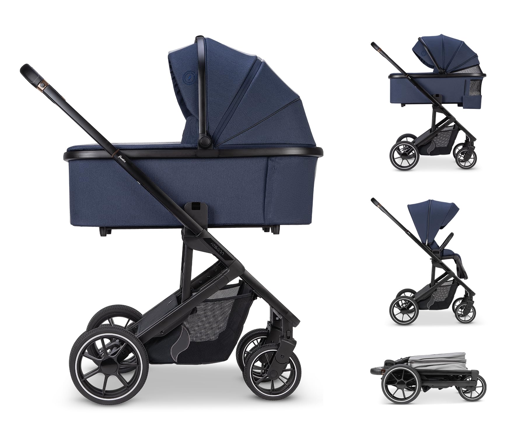 Osann Passeggino Navetta Duo Juntos Sistema Combinato - Leggero e compatto - Reversibile - Aerato - Parapioggia anti pioggia - Fronte Mamma - Fronte Mondo (Cobalt Blu)