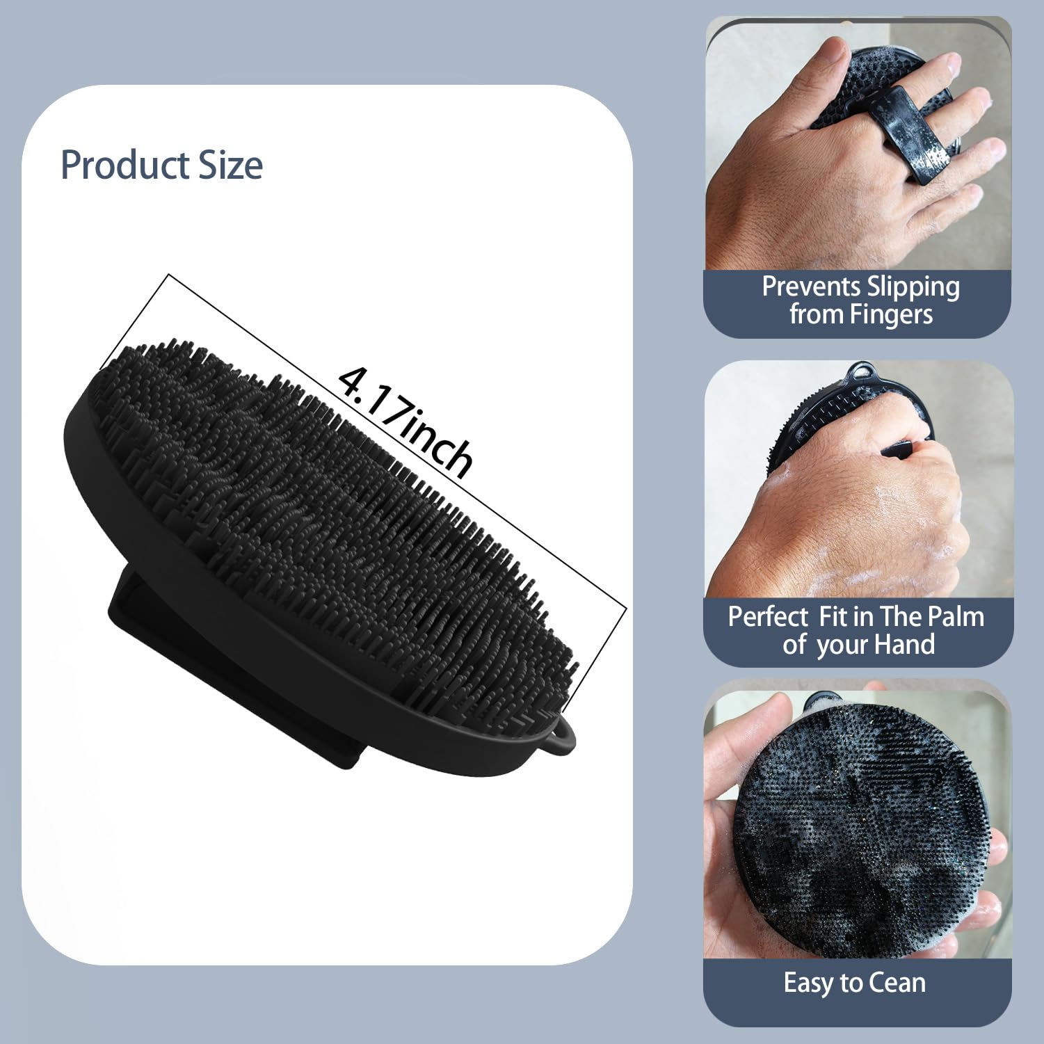 Silicone Body Scrubber-Silicone Shower Brush for Gentle Exfoliating & Lathering with Body Scrub & Wash, Durable & Hygienic - Image 3