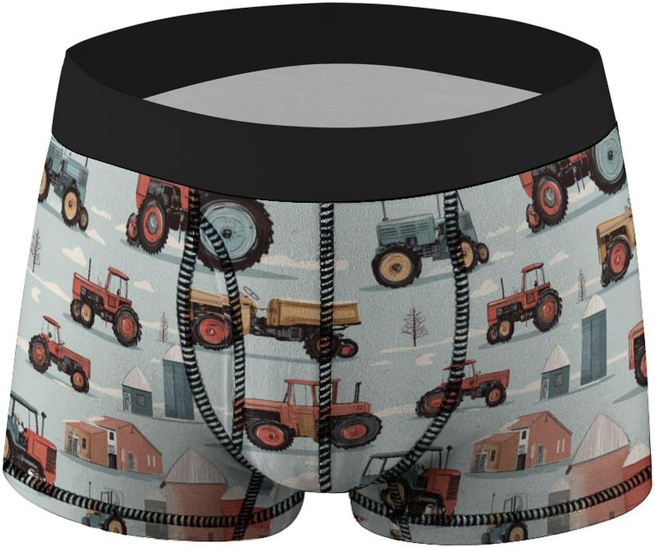 Farm Tractors Pattern Novelty Men's Boxer Briefs Soft Breathable Underpants Trunks Stretch Underwear