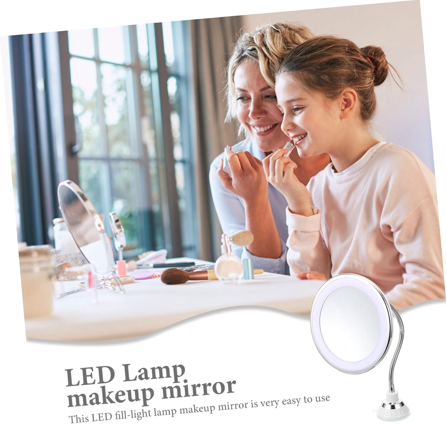 SAFIGLE LED Makeup Mirror with 10x Magnification Compact Folding Design USB Rechargeable Three Color Modes Suction Cup Base for Home and Travel Makeup