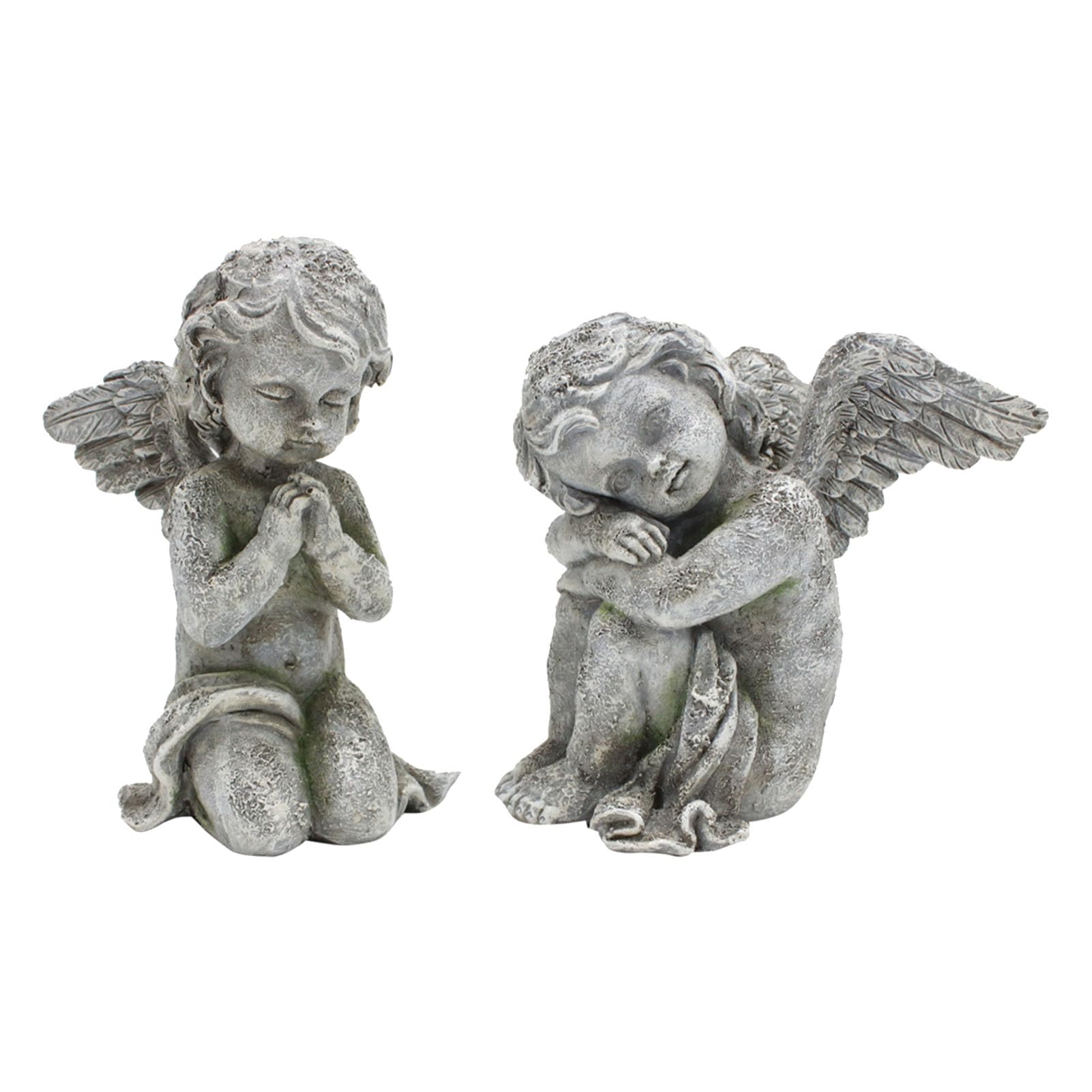 Ausla Statuette da Giardino con Angeli, 1 Paio di Design in Resina Vintage, Set di Sculture da Giardino con Angeli Decorativi per la Casa, Decorazioni per Esterni