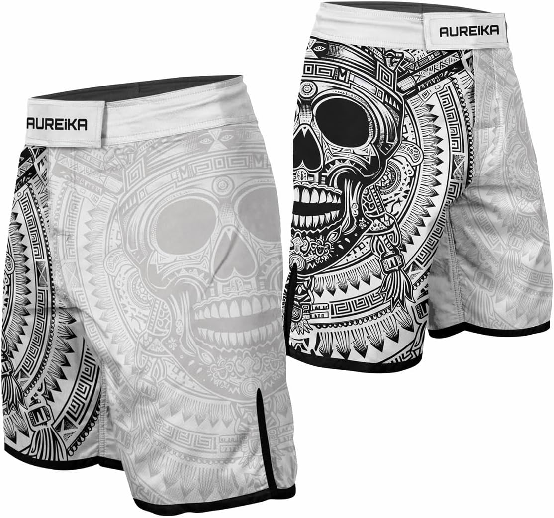Men’s Jiu Jitsu Shorts – Aztec Design MMA Fight Shorts for No-Gi BJJ and Combat Workouts